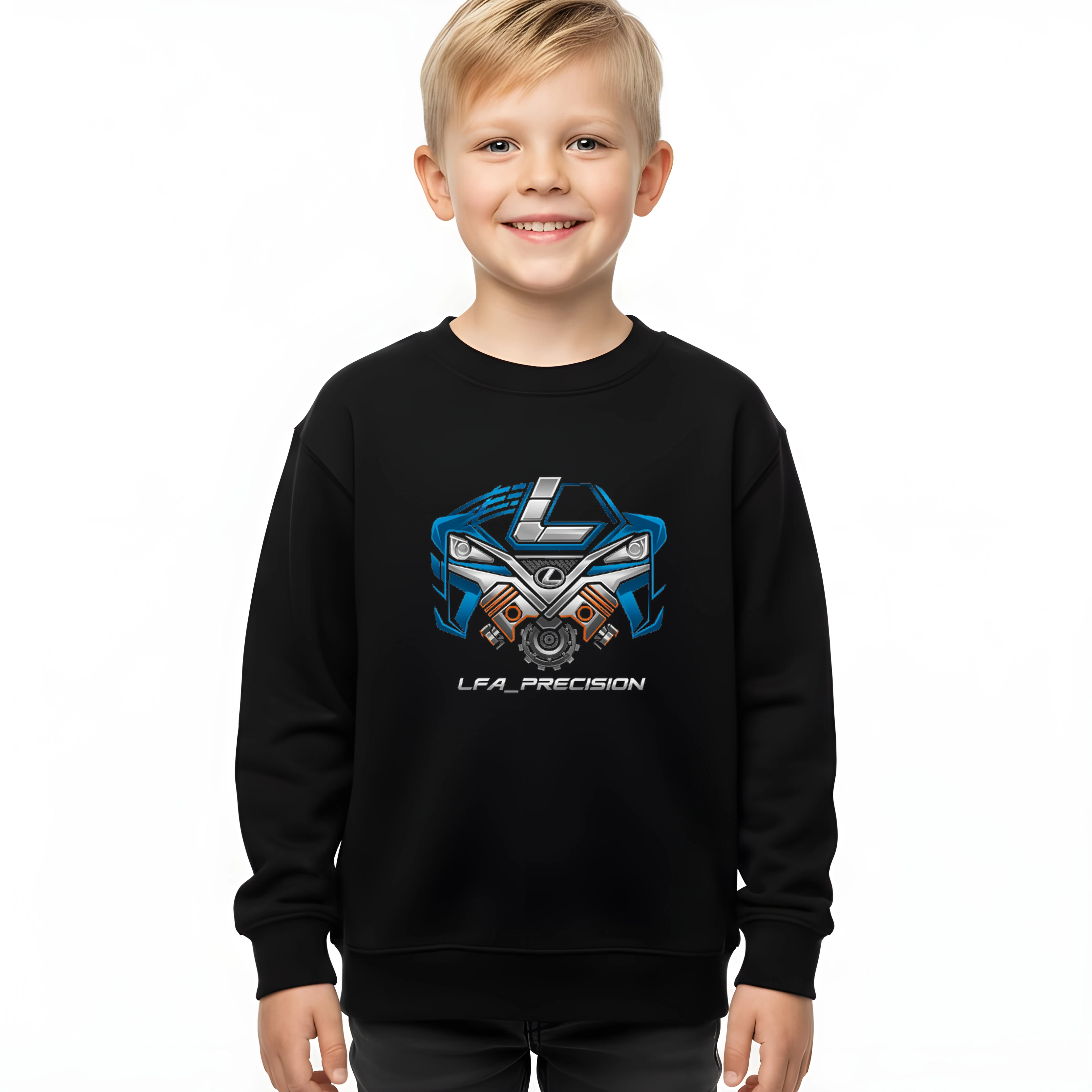 kids_sweatshirt_black_Lexus_Lfa_Precizní_Supersportovní_Design_Výkon_Motor_Dokonalost_Black
