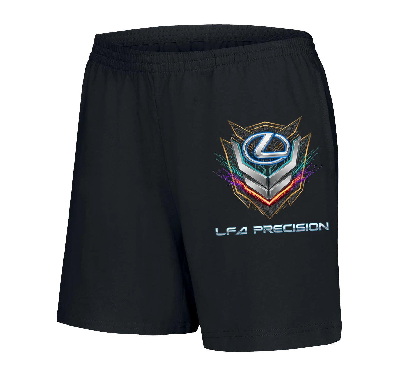 woman_shorts_black_Lexus_Lfa_Precizní_Svítící_Emblém_Futuristický_Prémiový_Automobilový_Design_Black