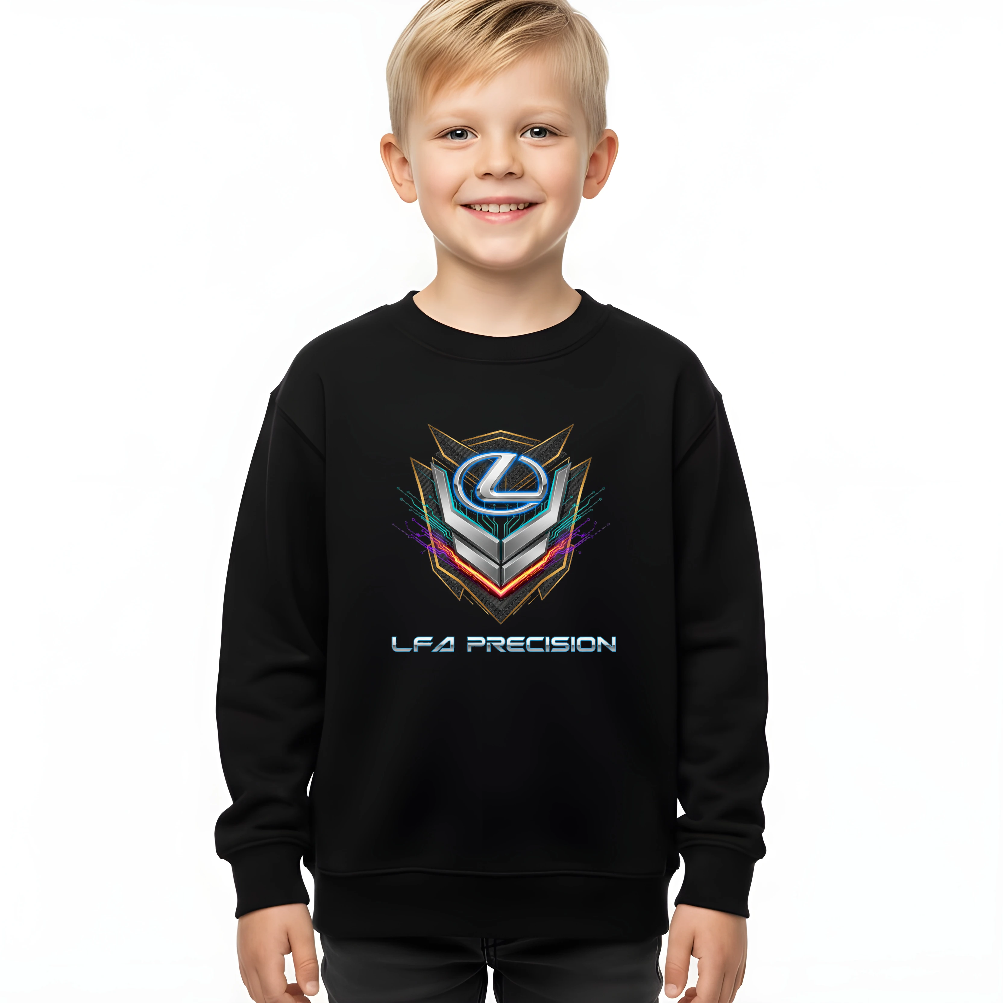 kids_sweatshirt_black_Lexus_Lfa_Precizní_Svítící_Emblém_Futuristický_Prémiový_Automobilový_Design_Black