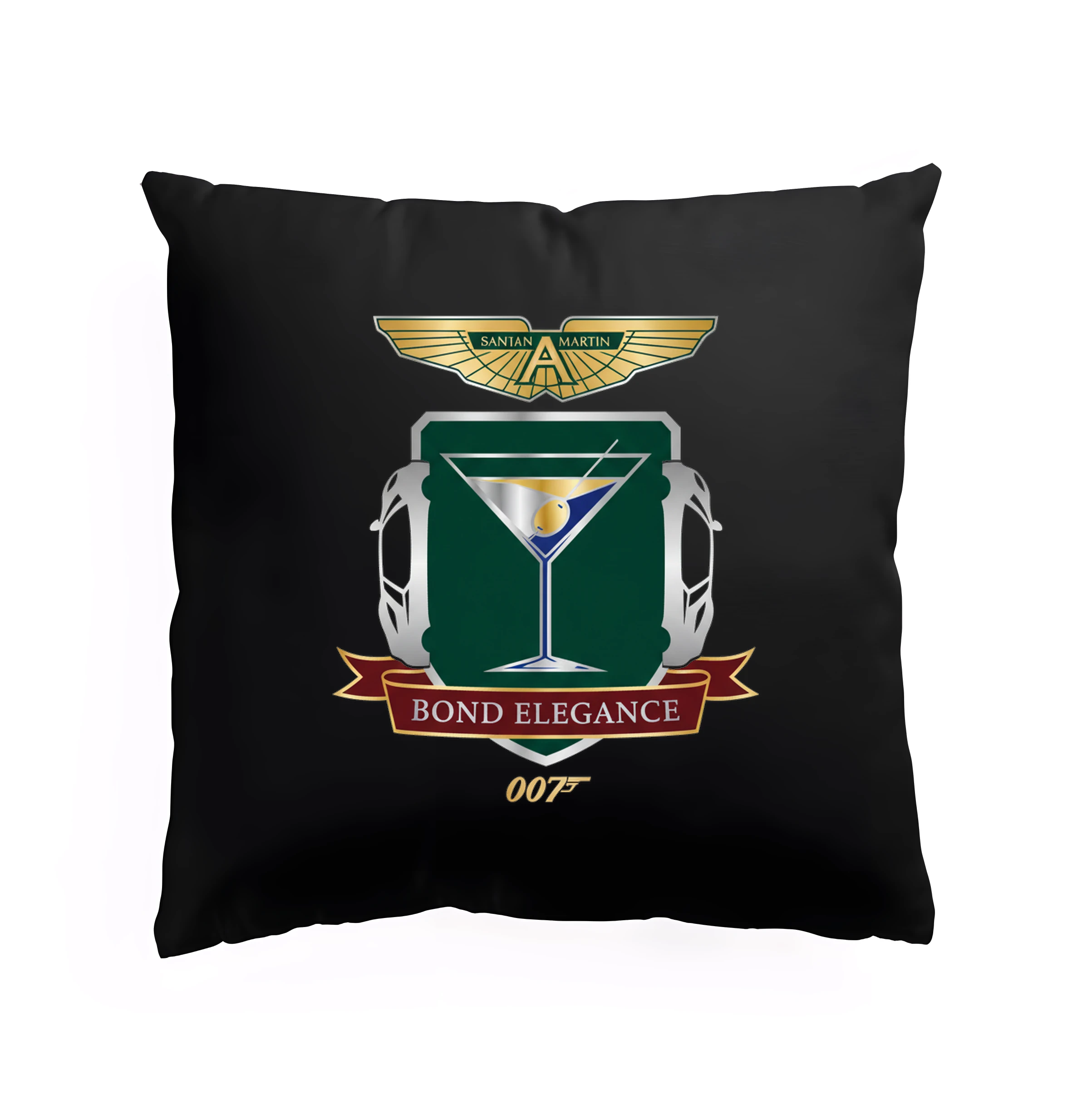 pillow_black_Ušlechtilá_Elegance_Aston_Martin_Bond_007_Martini_Šarm_A_Rychlost_Black