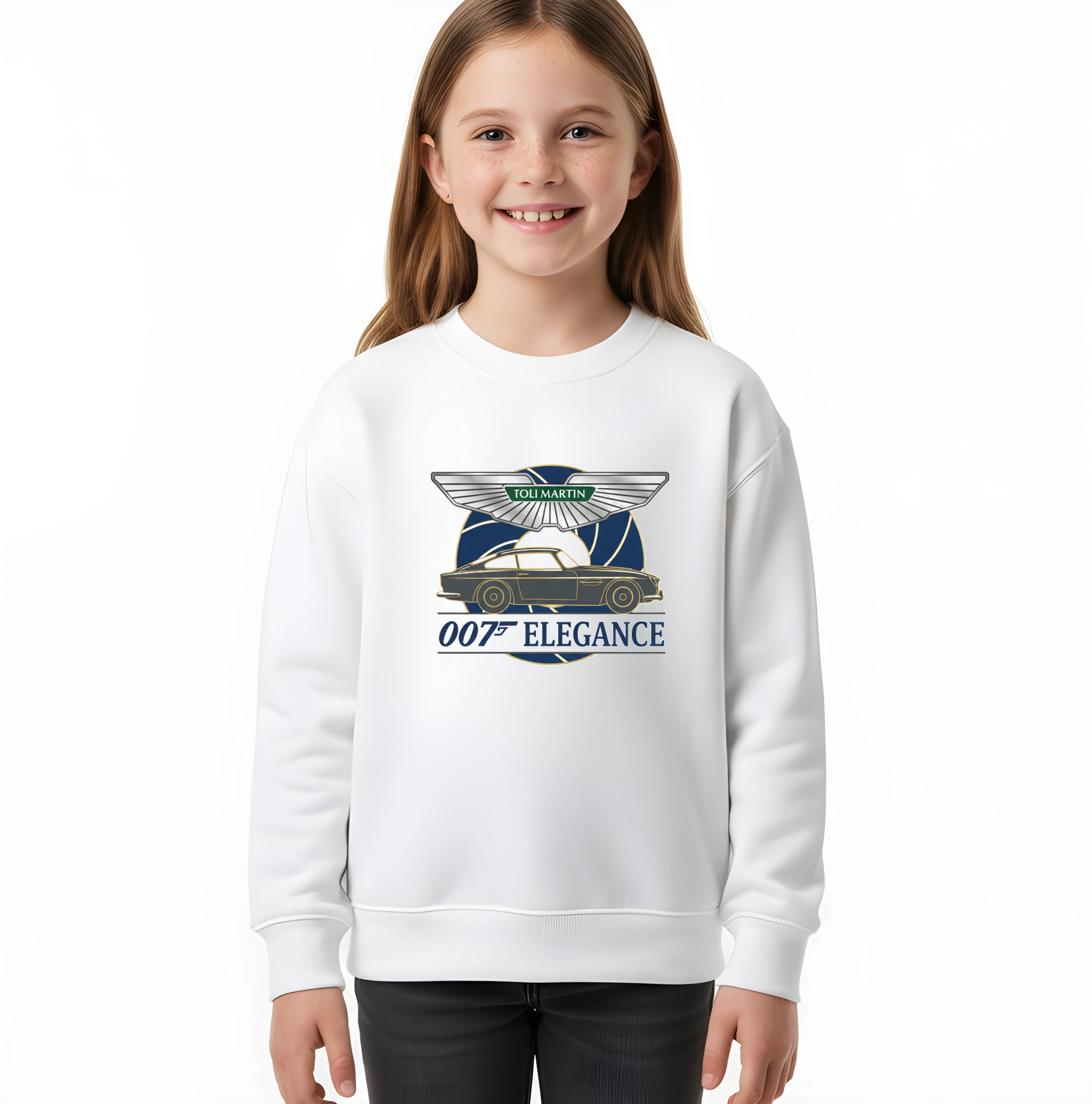kids_sweatshirt_white_Aston_Martin_007_Elegance_Klasický_Luxus_Šarm_A_Tajemné_Dobrodružství_White