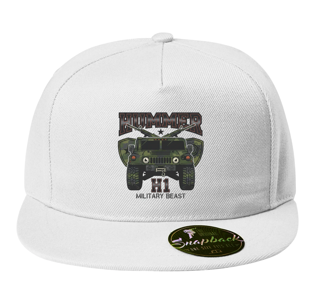snapback_white_Hummer_H1_Vojenská_Bestie_Maskáčový_Terénní_Obr_White
