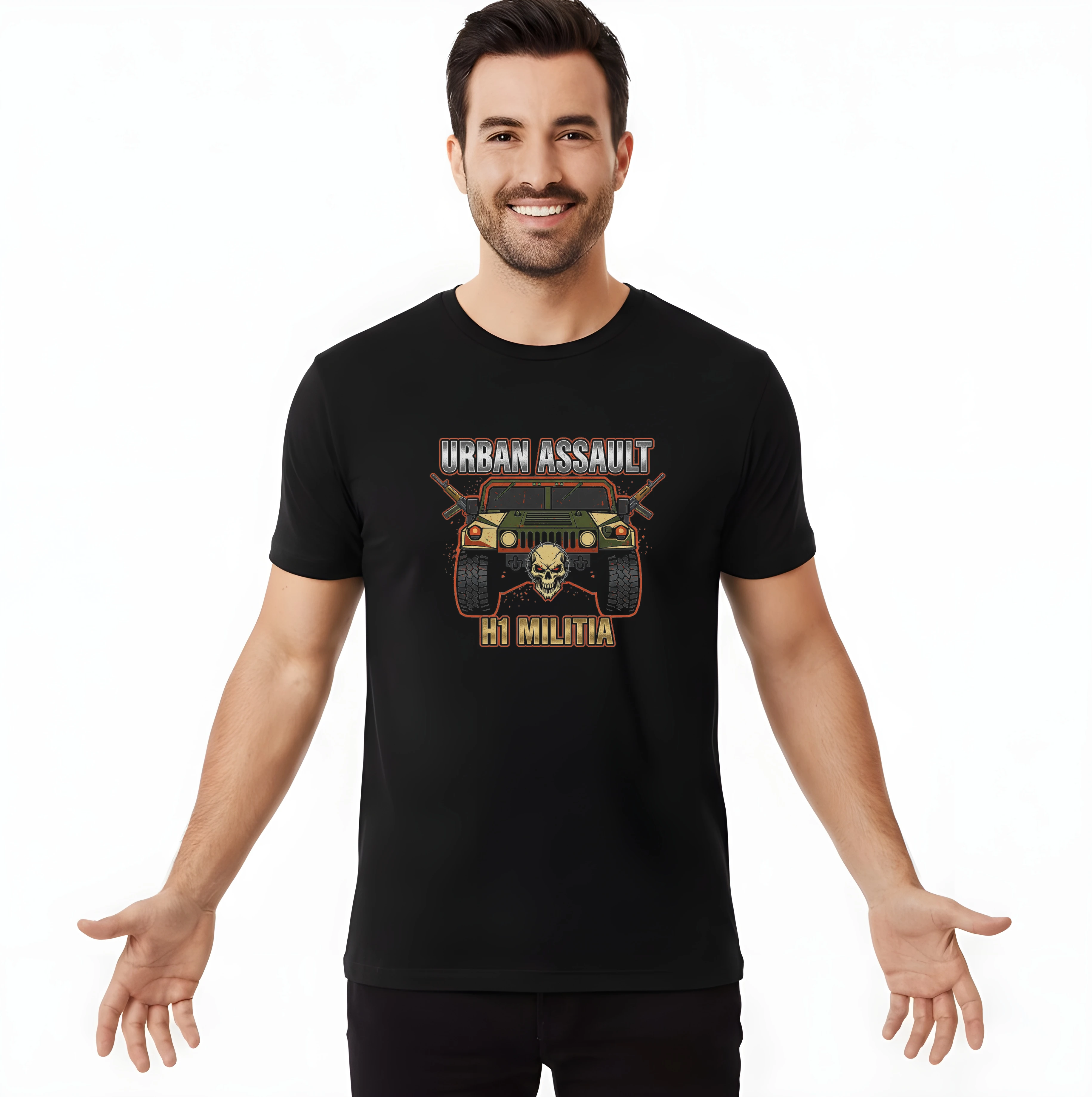 men_tshirt_black_Městská_Obrněná_Bestie_Urban_Assault_H1_Militia_V_Akci_Black