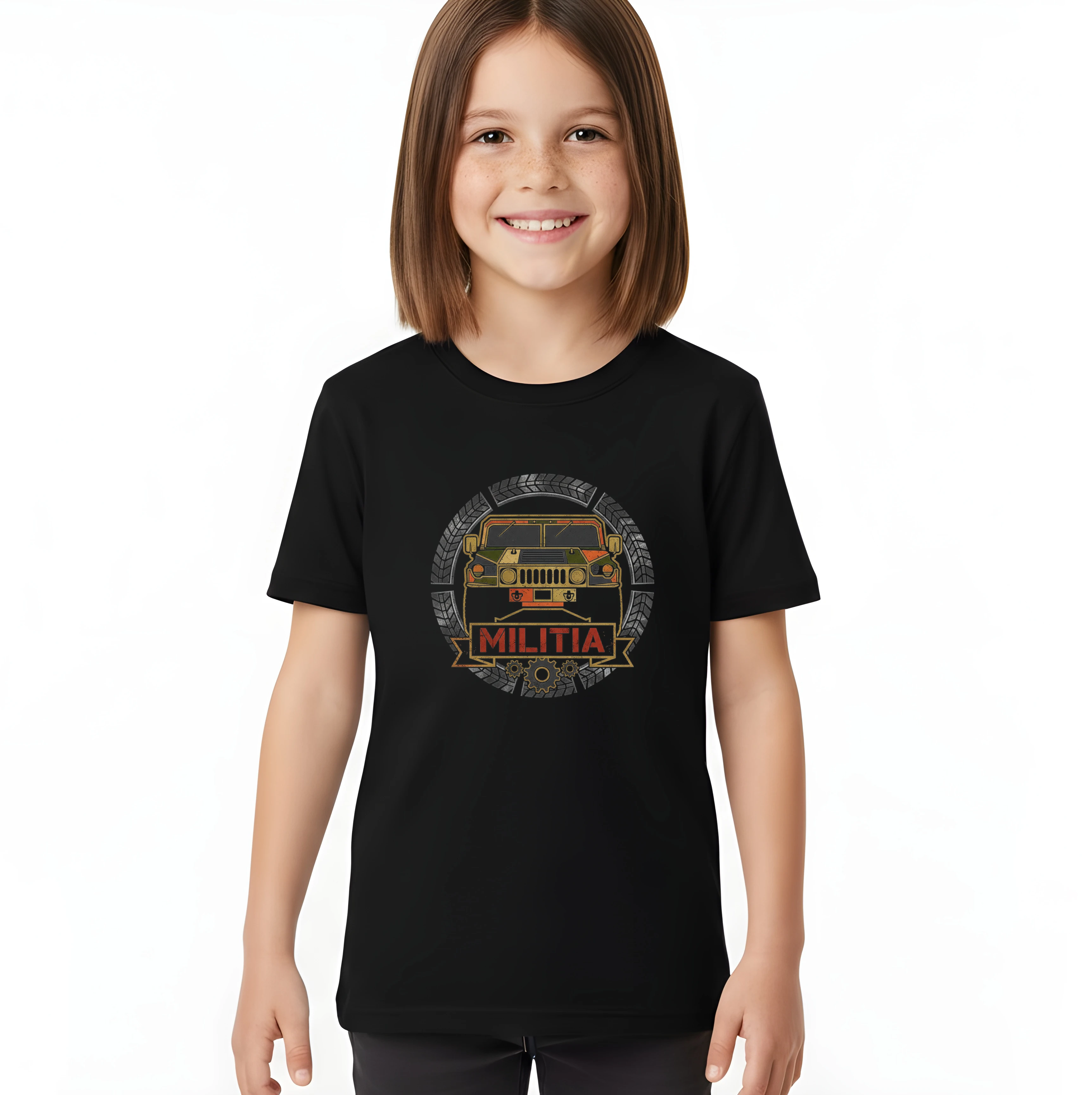 kids_tshirt_black_Hummer_H1_Militia_Militární_Bestie_Offroad_V_Kruhu_Pneumatik_A_Ozubených_Kol_Black