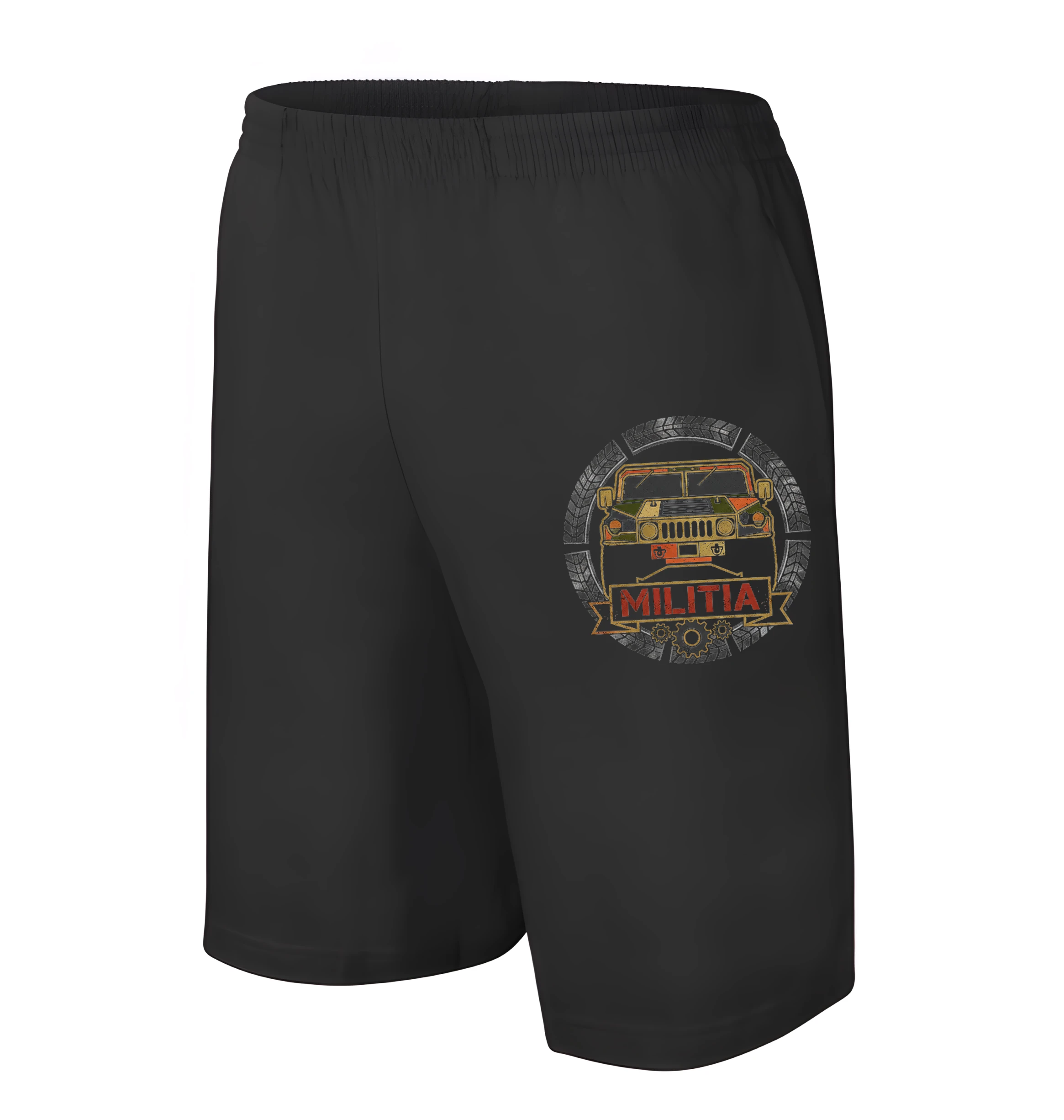 men_shorts_black_Hummer_H1_Militia_Militární_Bestie_Offroad_V_Kruhu_Pneumatik_A_Ozubených_Kol_Black