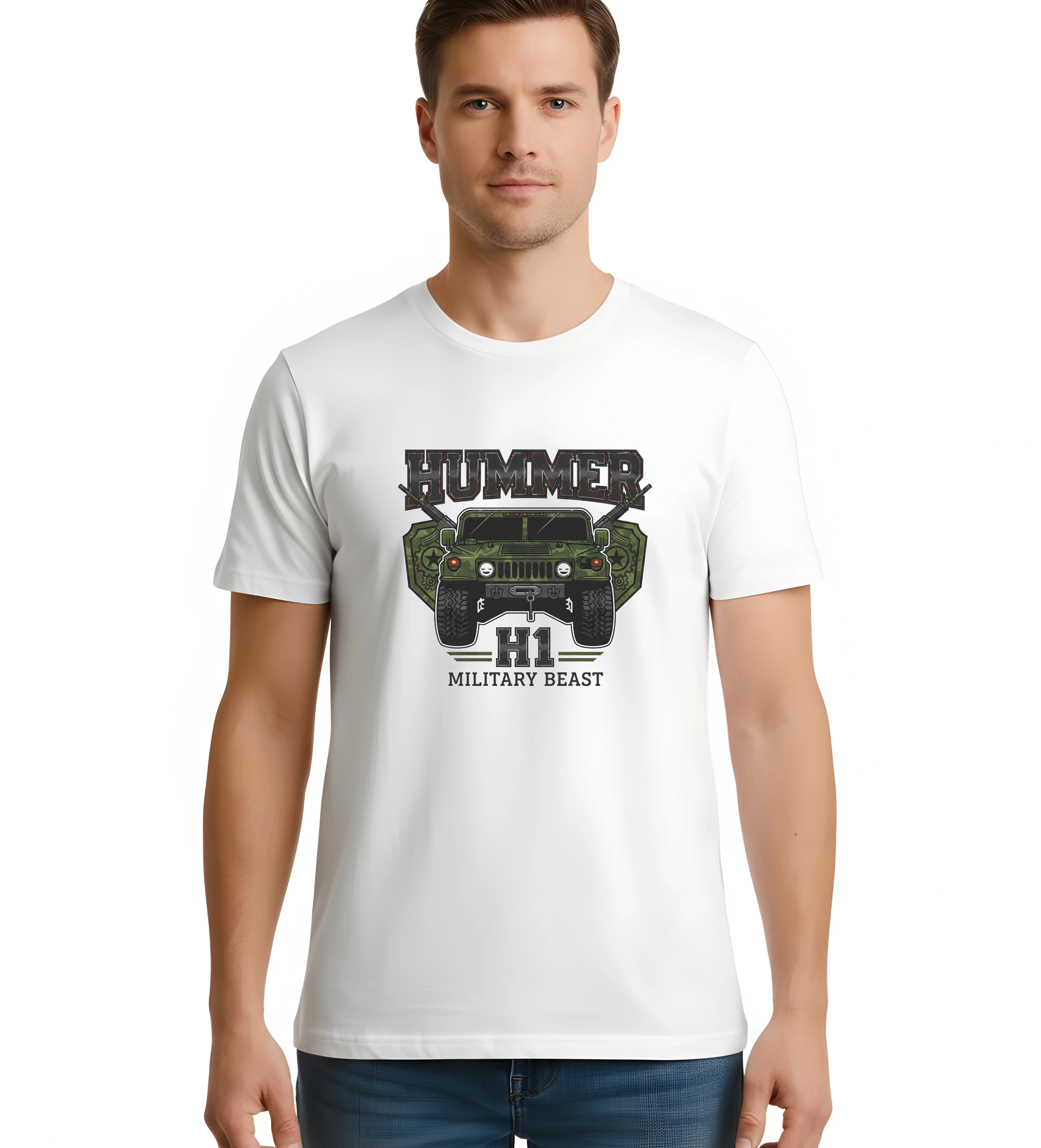 Pánské tričko Hummer H1 Maskovaný Vojenský Bestiář Silnic A Terénů