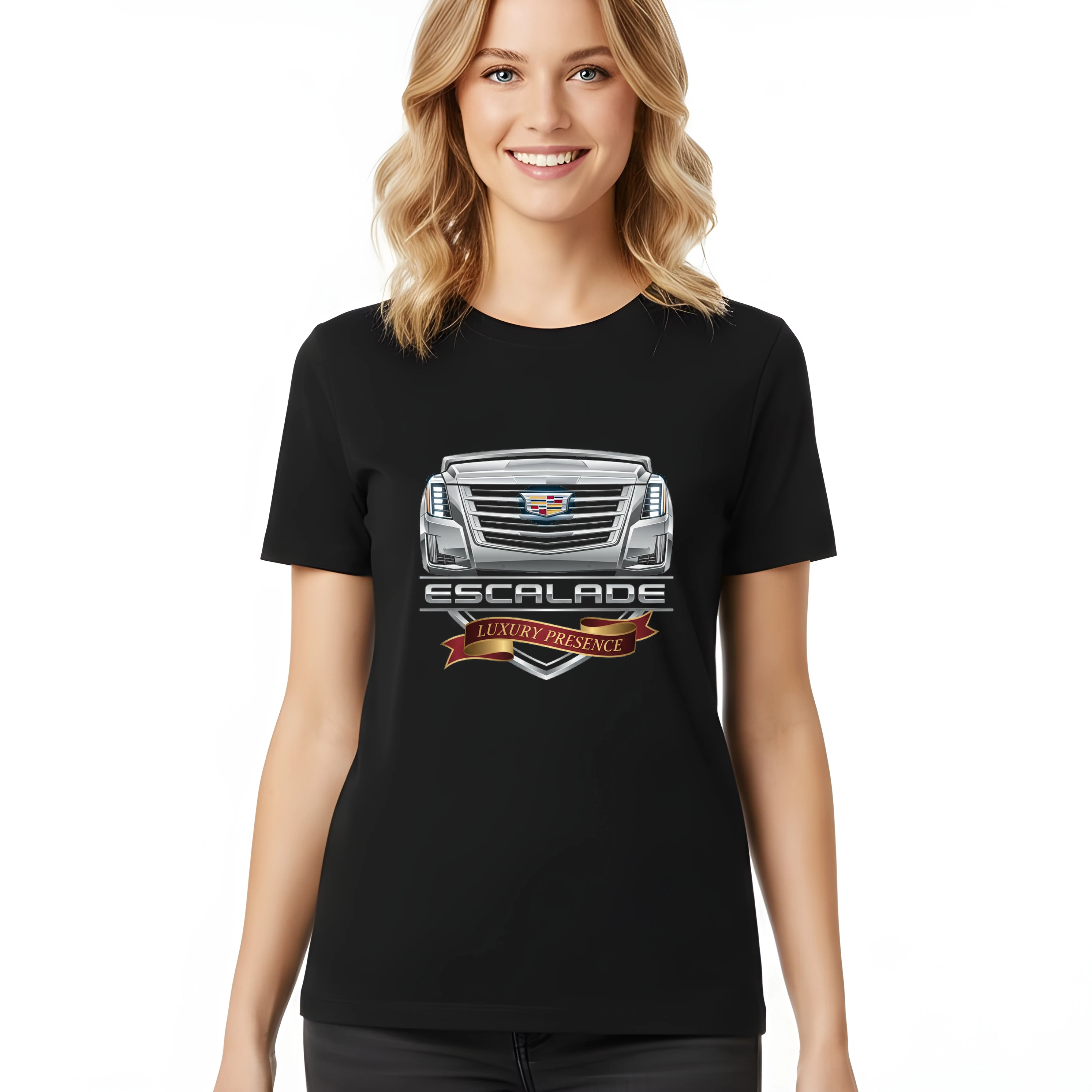 woman_tshirt_black_Escalade_Královská_Přítomnost_Luxusu_A_Nepřehlédnutelná_Prestiž_Black