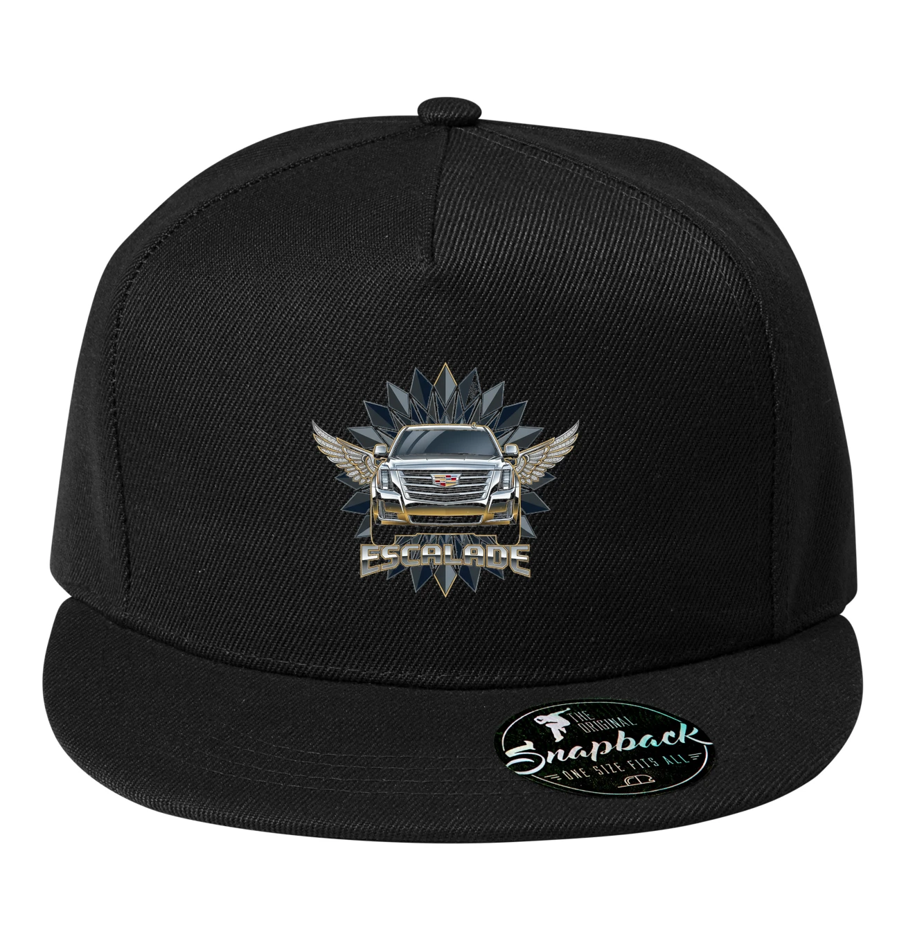 snapback_black_Escalade_Luxusní_Chromový_Lesk_Zlatých_Křídel_Královská_Přítomnost_Black