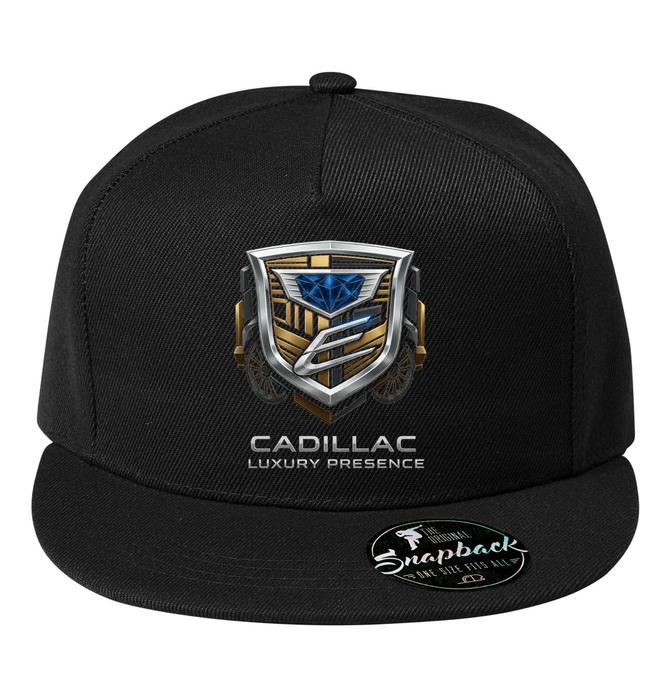 snapback_black_Cadillac_Emblém_Královského_Lesku_A_Luxusní_Přítomnosti_Na_Silnici_Black