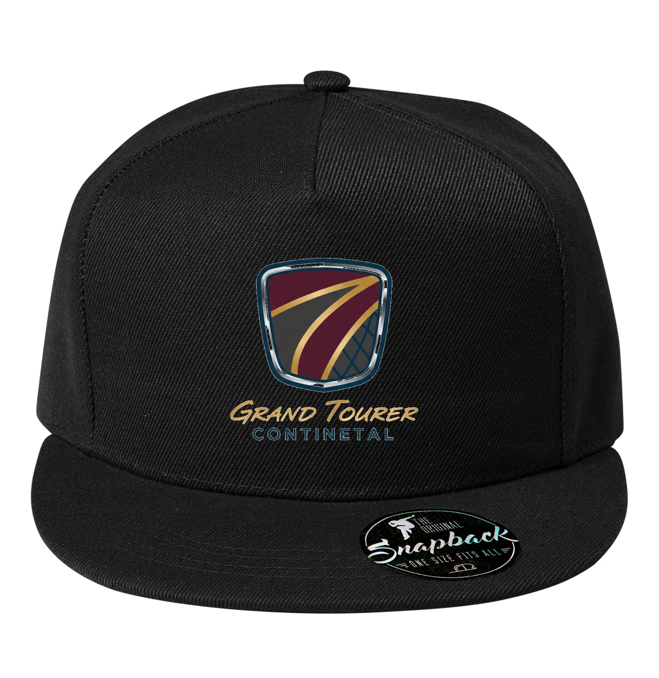 snapback_black_Královský_Štít_Grand_Tourer_Continental_Luxusní_Cesta_Black