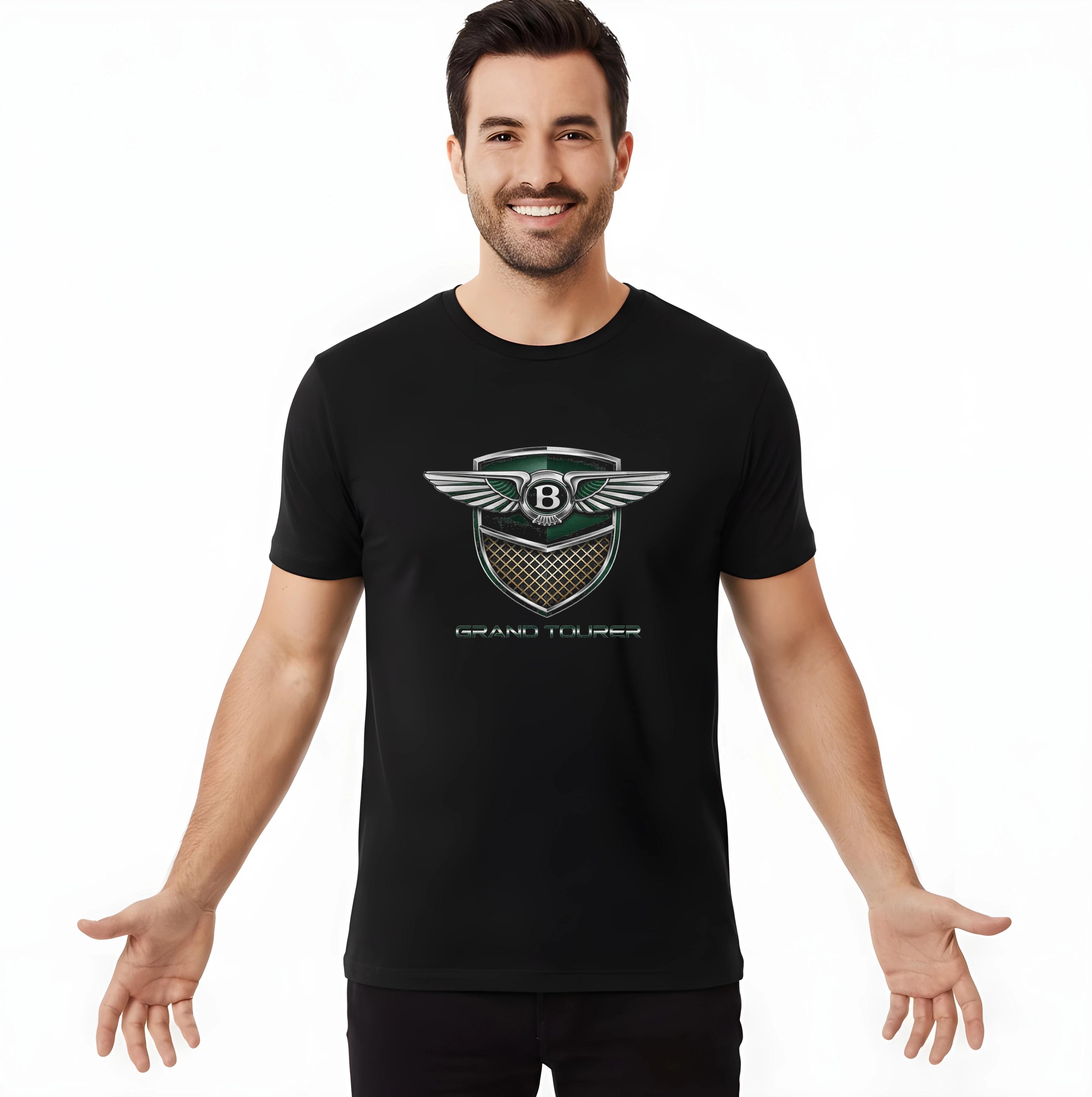 men_tshirt_black_Královské_Křídlo_A_Zelený_Štít_Grand_Tourer_Luxusní_Ikona_Black