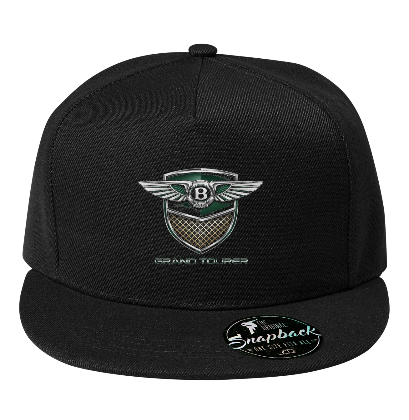 snapback_black_Královské_Křídlo_A_Zelený_Štít_Grand_Tourer_Luxusní_Ikona_Black