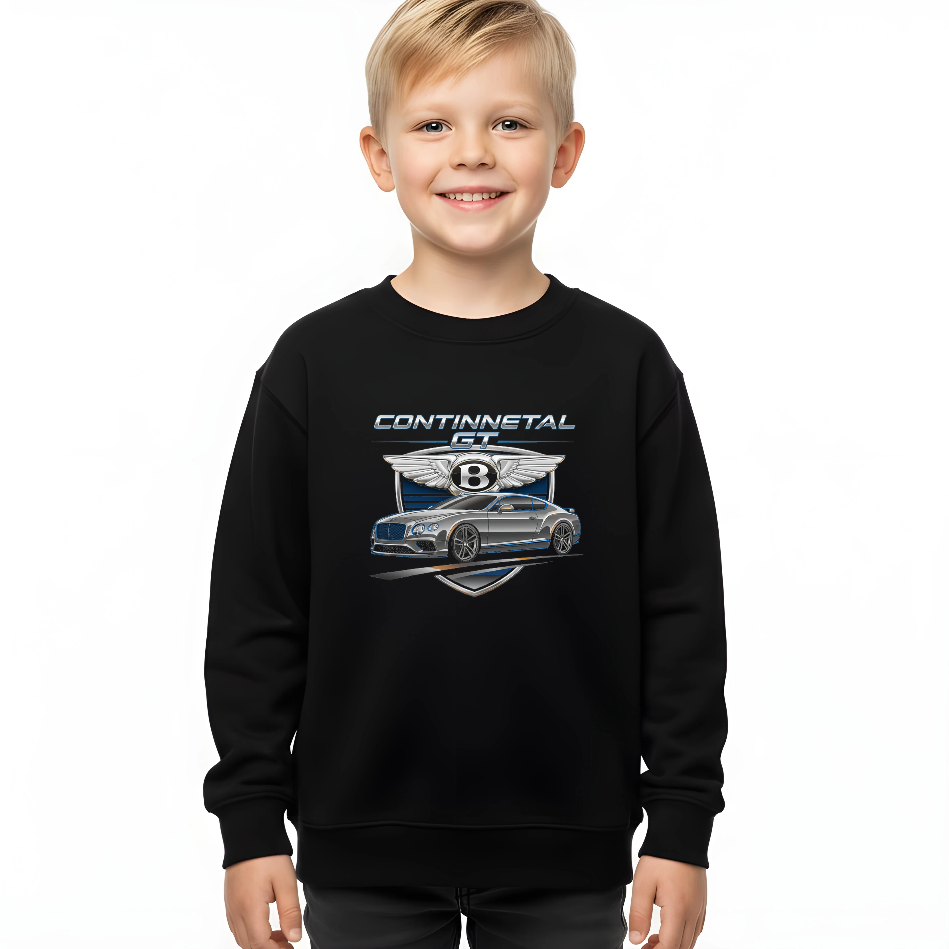 kids_sweatshirt_black_Luxusní_Síla_A_Elegantní_Křivky_Continental_Gt_Pro_Suverénní_Jízdu_Black