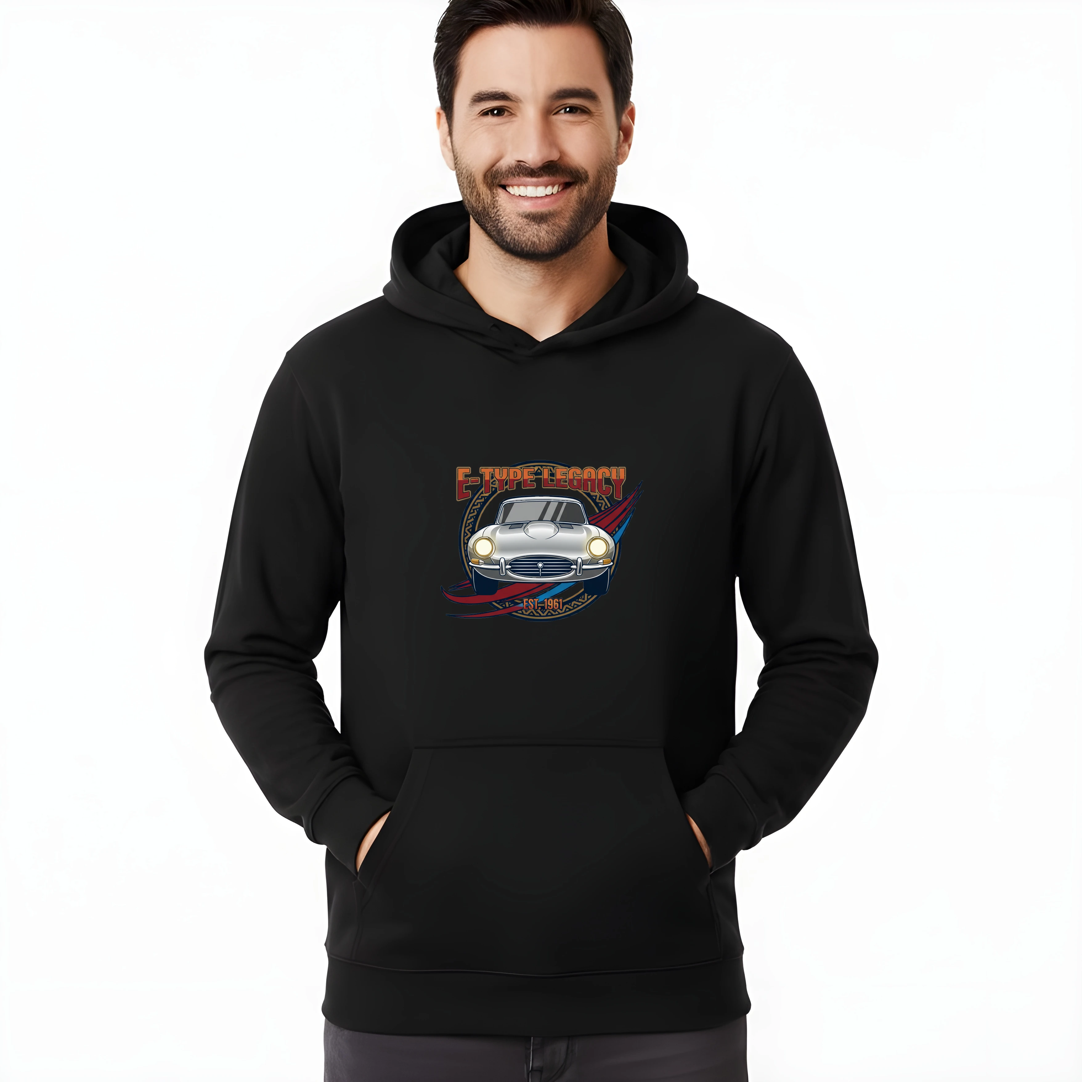 hoodie_black_Etype_Legendární_Krása_Britské_Ikony_Retro_Styl_1961_Black