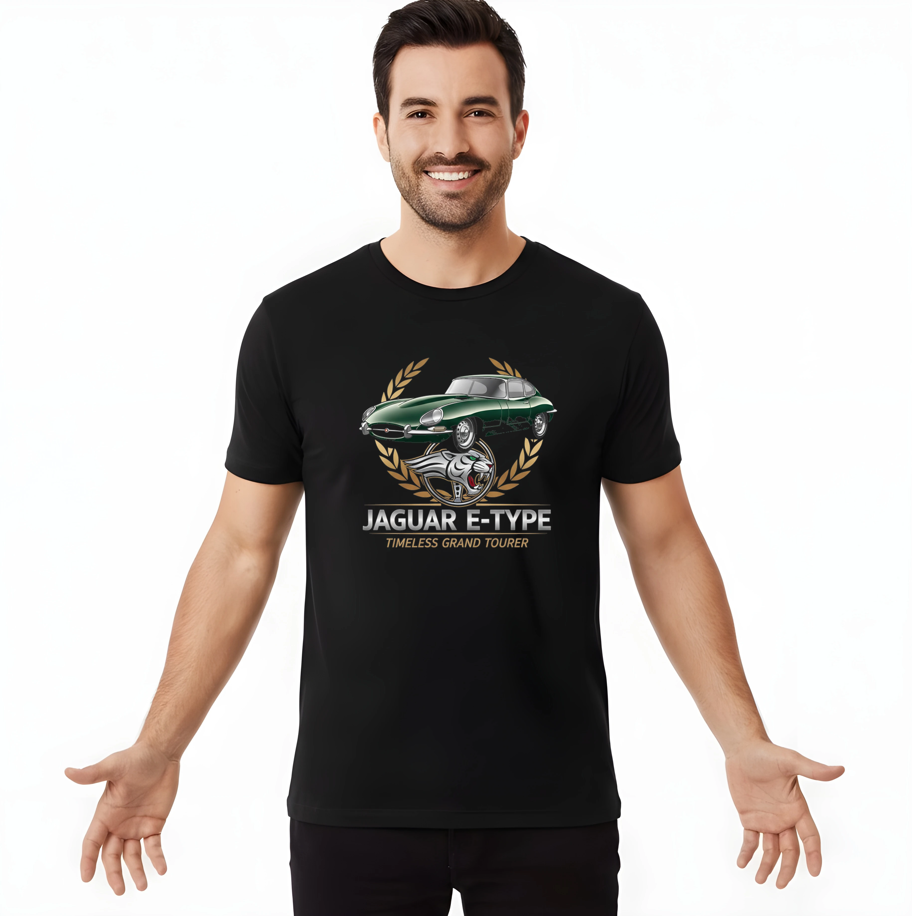 men_tshirt_black_Jaguar_Etype_Věčná_Britská_Ikona_Čisté_Elegance_A_Rychlosti_Black