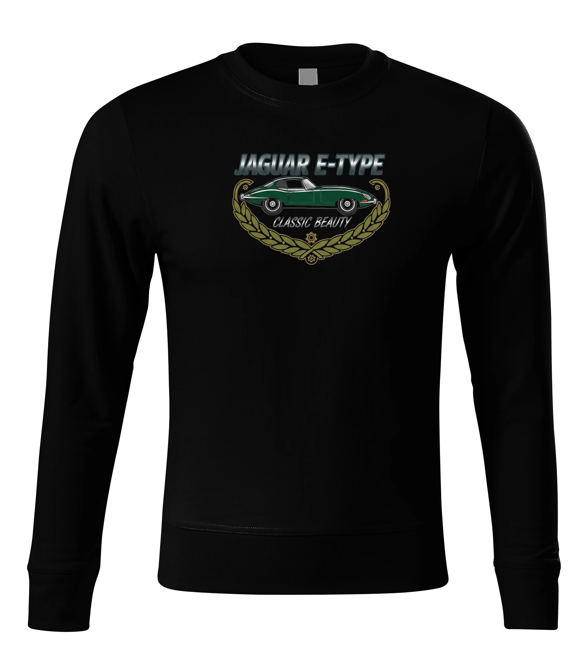 sweatshirt_black_Jaguar_Etype_Klasická_Krása_Nadčasový_Britský_Sportovní_Elegán_Black_uptop