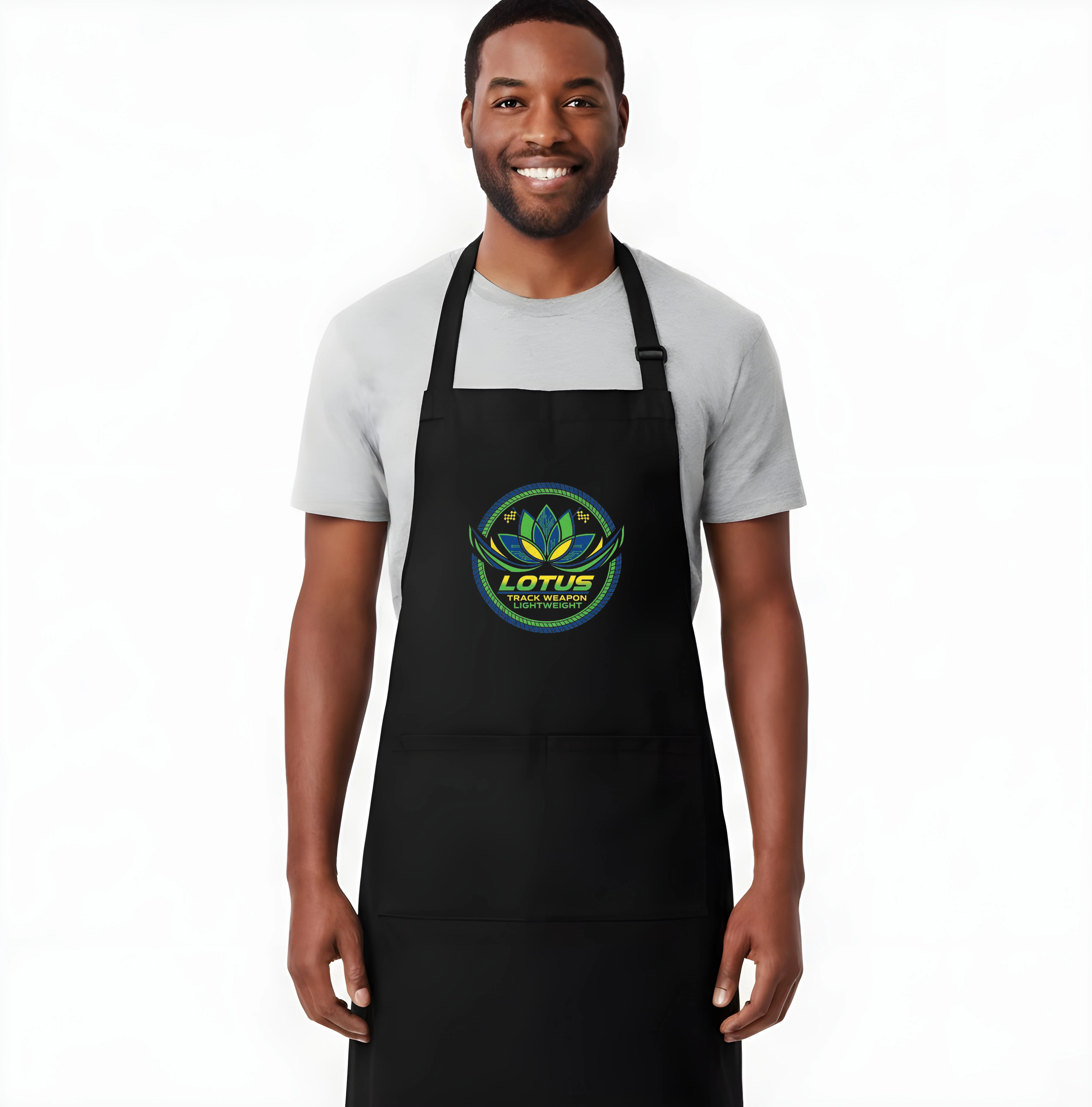 apron_black_Lotus_Lehký_Závodní_Symbol_Digitální_Lotos_Pneumatický_Okruh_A_Rychlost_Black