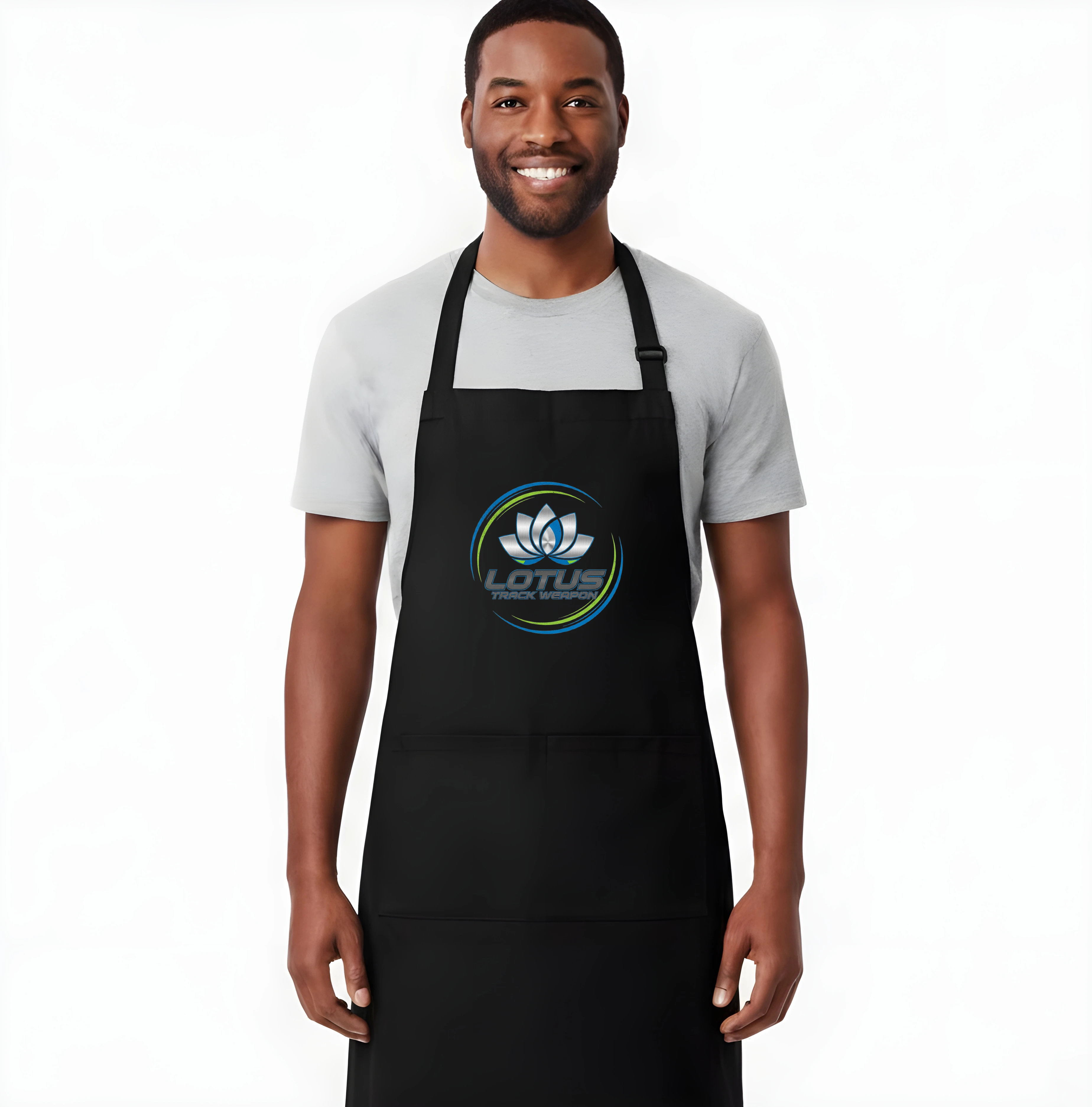 apron_black_Lotus_Kovový_Lotos_Okruhová_Síla_Rychlost_A_Precizní_Styl_Black