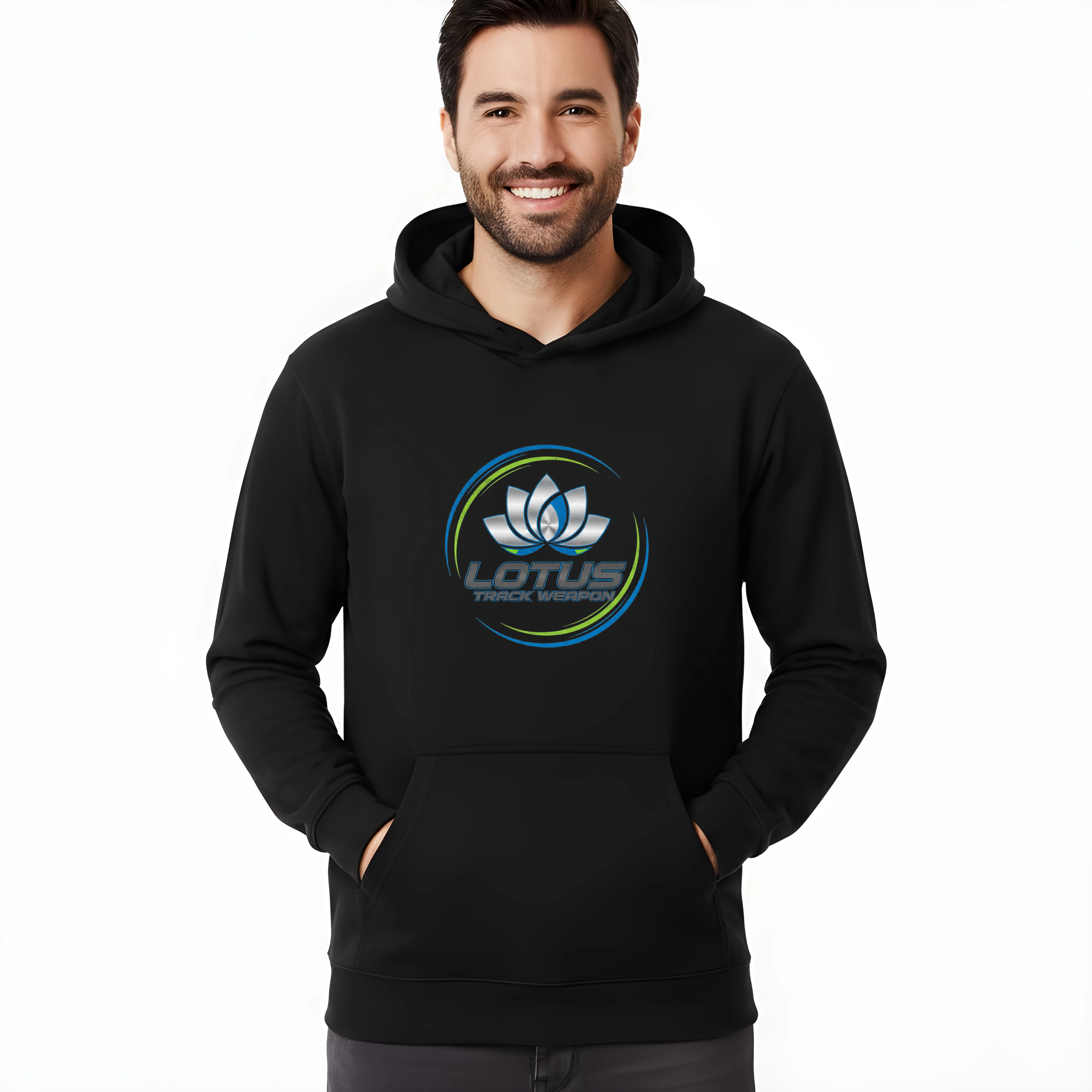 hoodie_black_Lotus_Kovový_Lotos_Okruhová_Síla_Rychlost_A_Precizní_Styl_Black