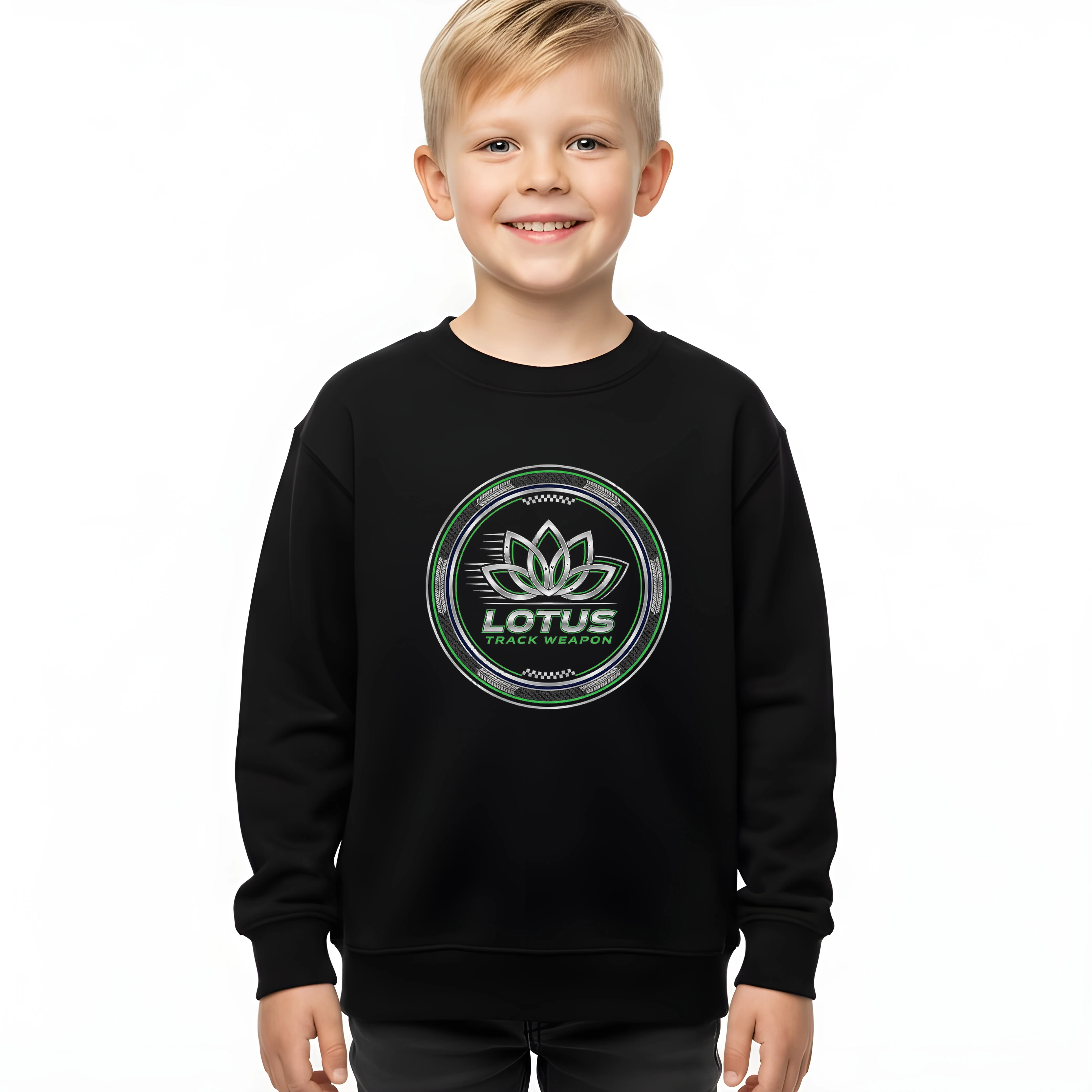 kids_sweatshirt_black_Lotus_Karbonový_Zen_Rychlost_Trati_Tajná_Zbraň_Šampiónů_Black