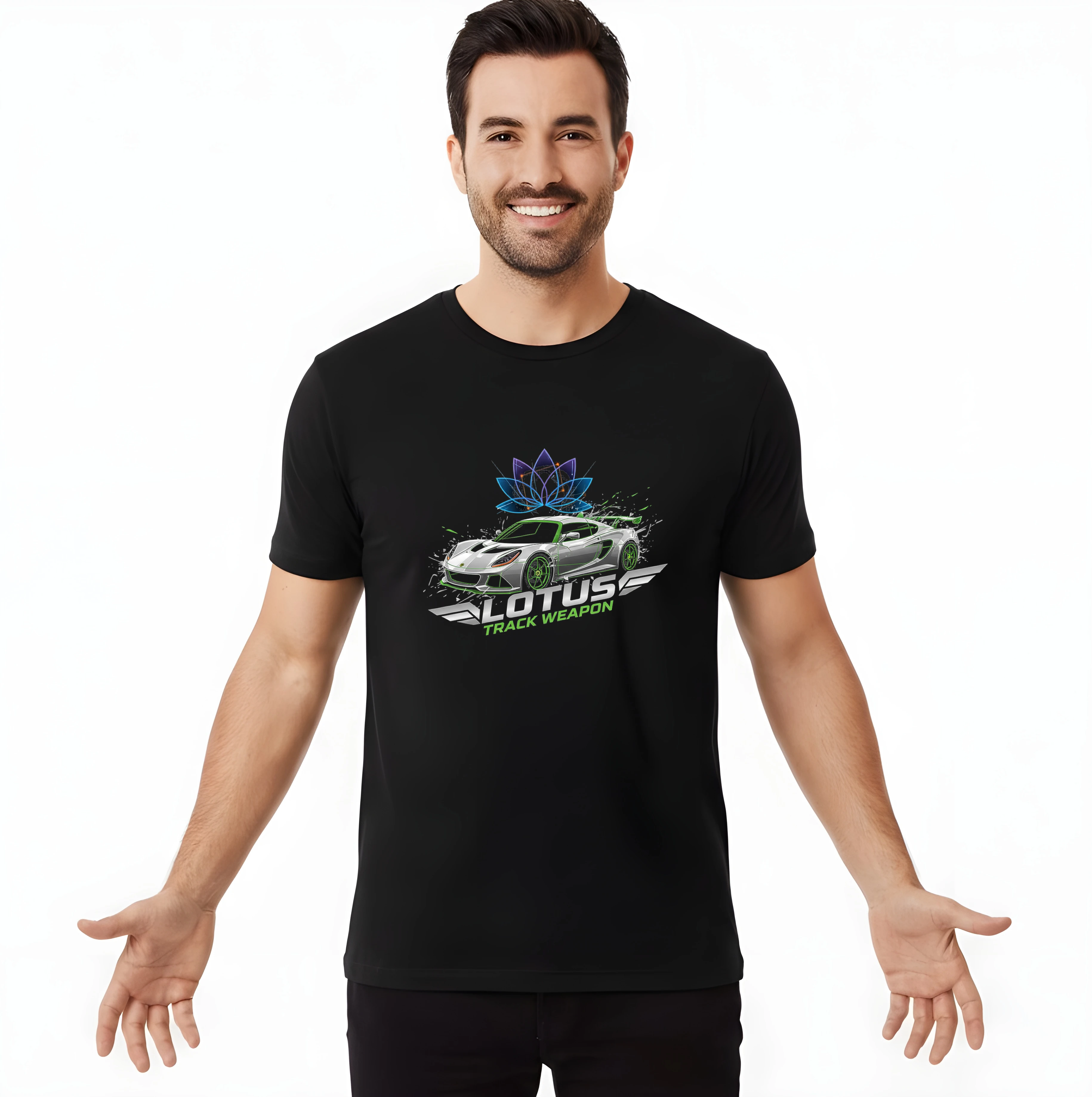 men_tshirt_black_Lotus_Track_Weapon_Lehký_Okruhový_Stroj_S_Neonovým_Akcentem_Black