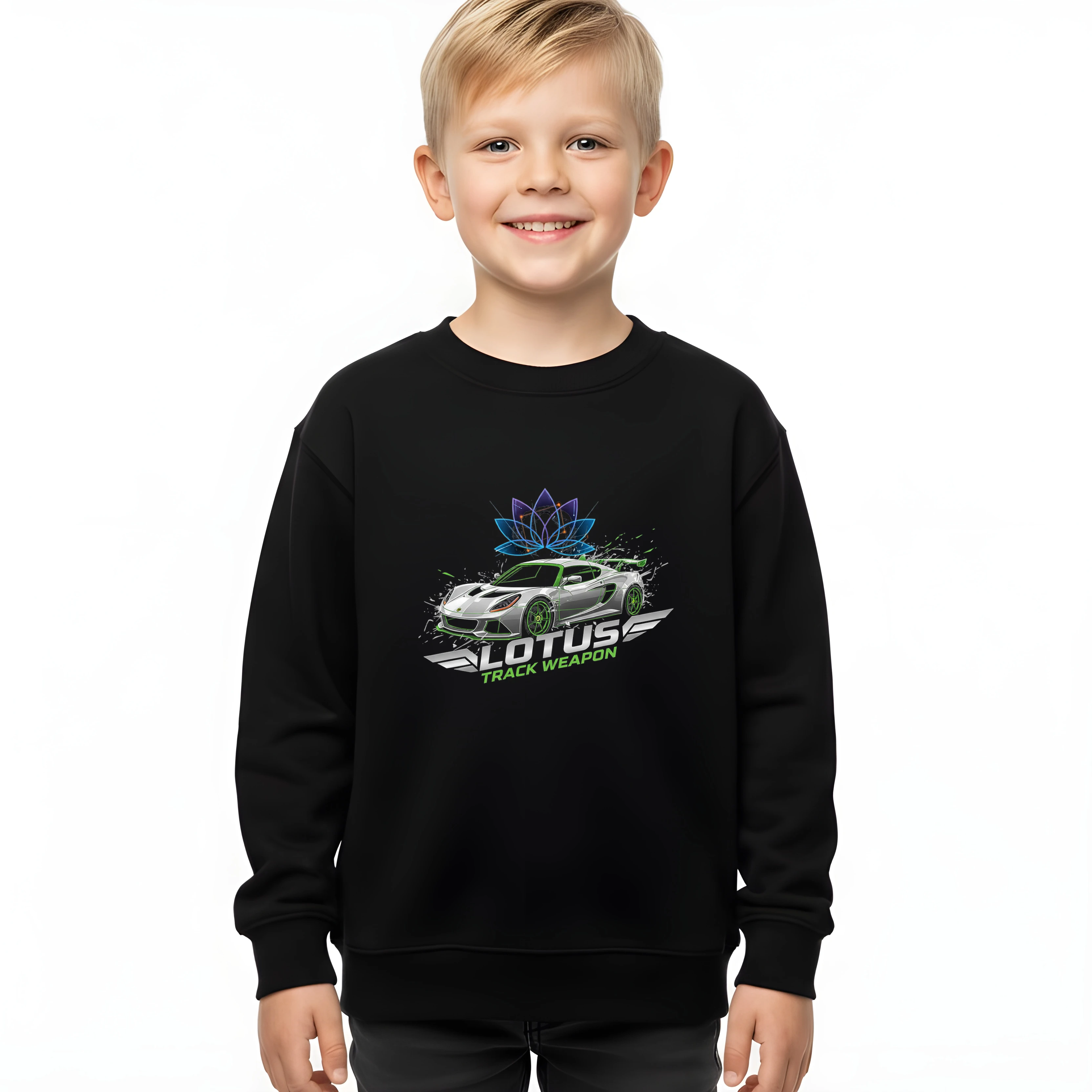 kids_sweatshirt_black_Lotus_Track_Weapon_Lehký_Okruhový_Stroj_S_Neonovým_Akcentem_Black