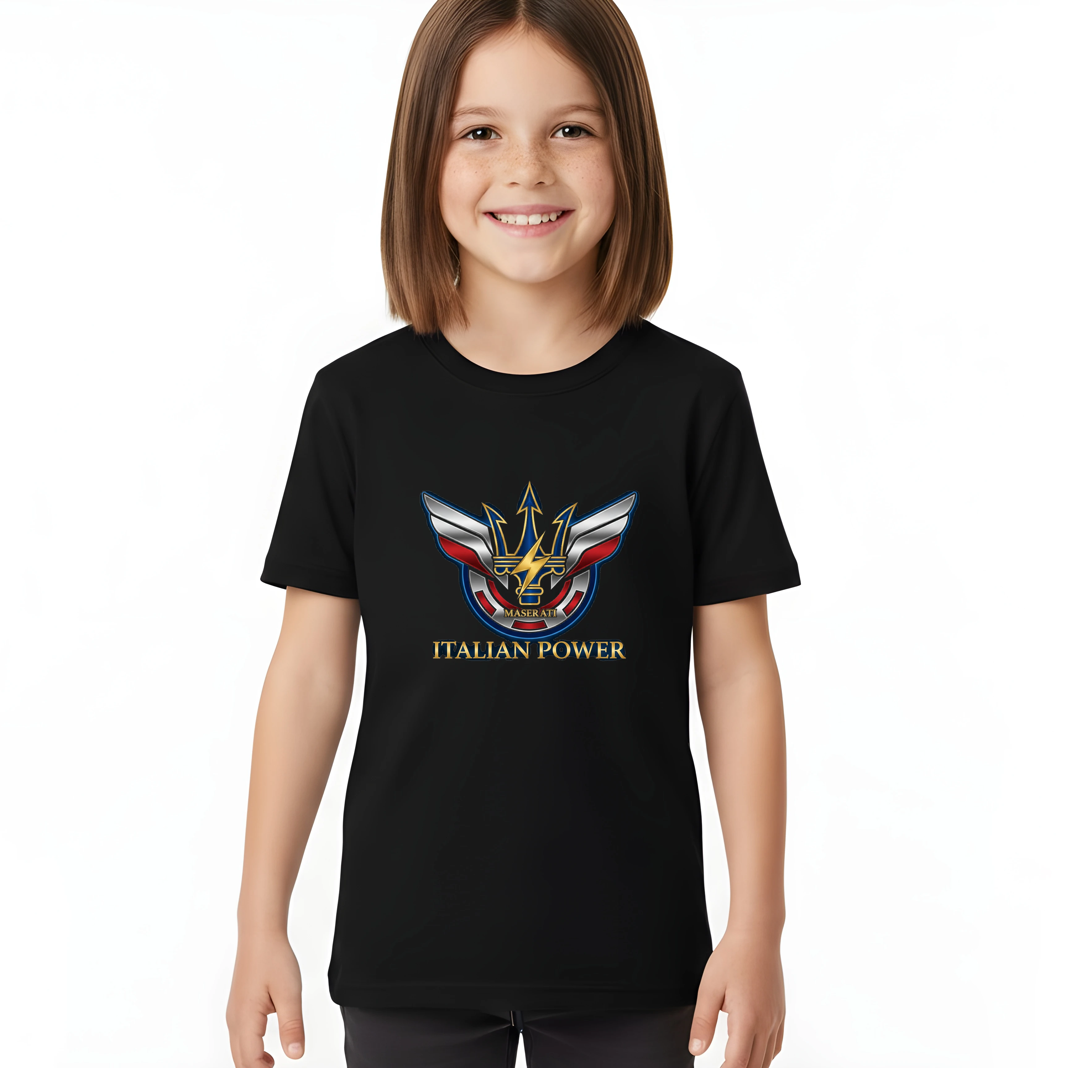 kids_tshirt_black_Mistrovský_Italský_Trojzubec_Maserati_Síla_Italian_Power_V_Lesklém_Štítu_Black