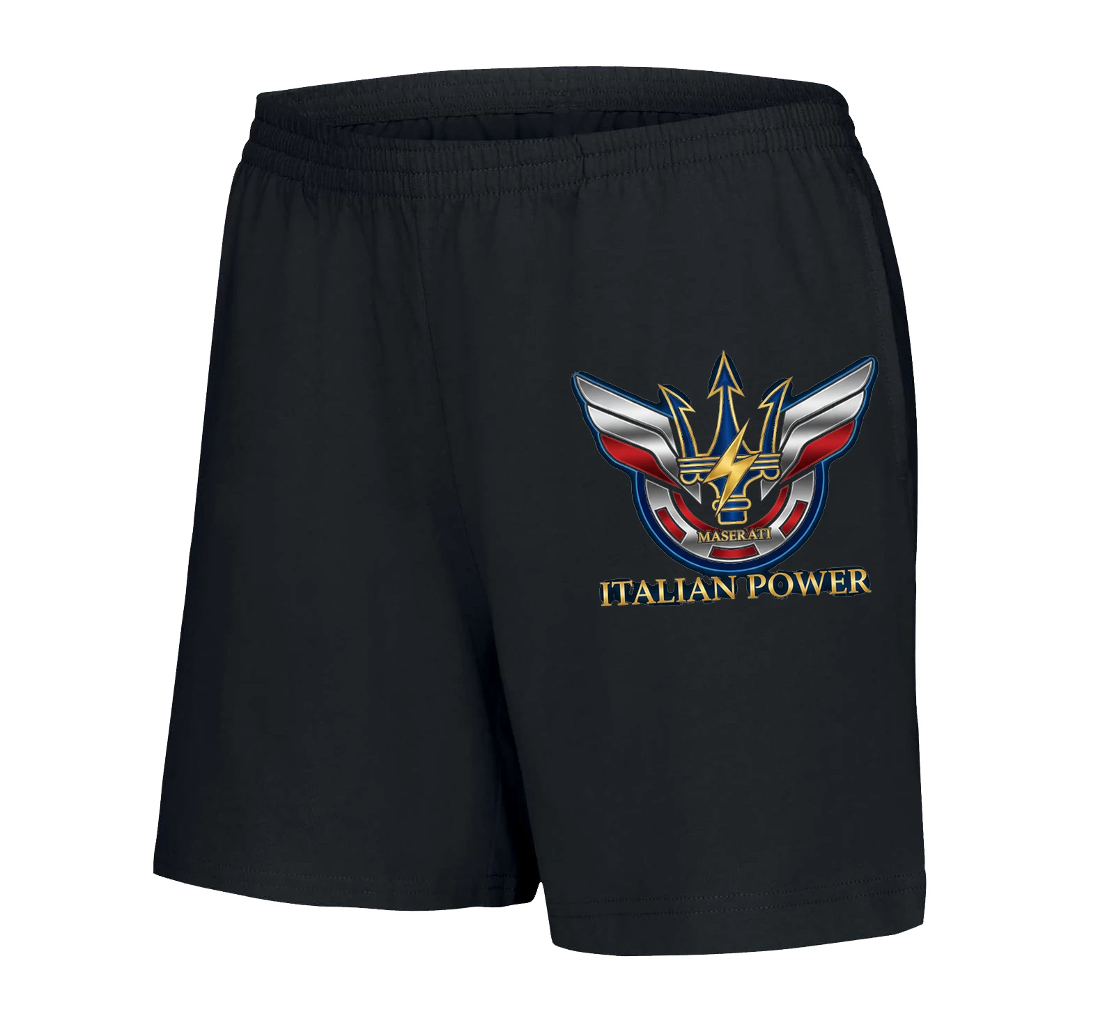 woman_shorts_black_Mistrovský_Italský_Trojzubec_Maserati_Síla_Italian_Power_V_Lesklém_Štítu_Black
