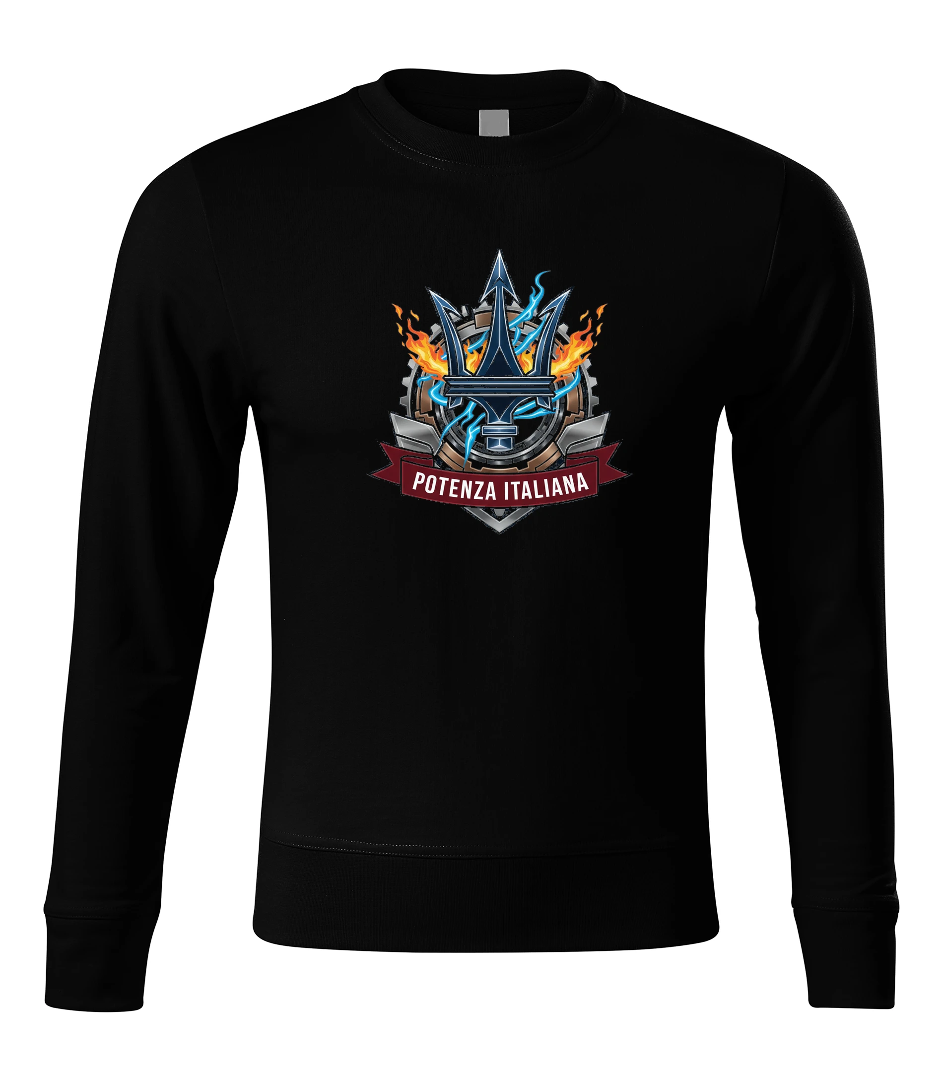 sweatshirt_black_Italský_Trojzubec_Ohnivá_Síla_Blesků_A_Strojní_Energie_Black