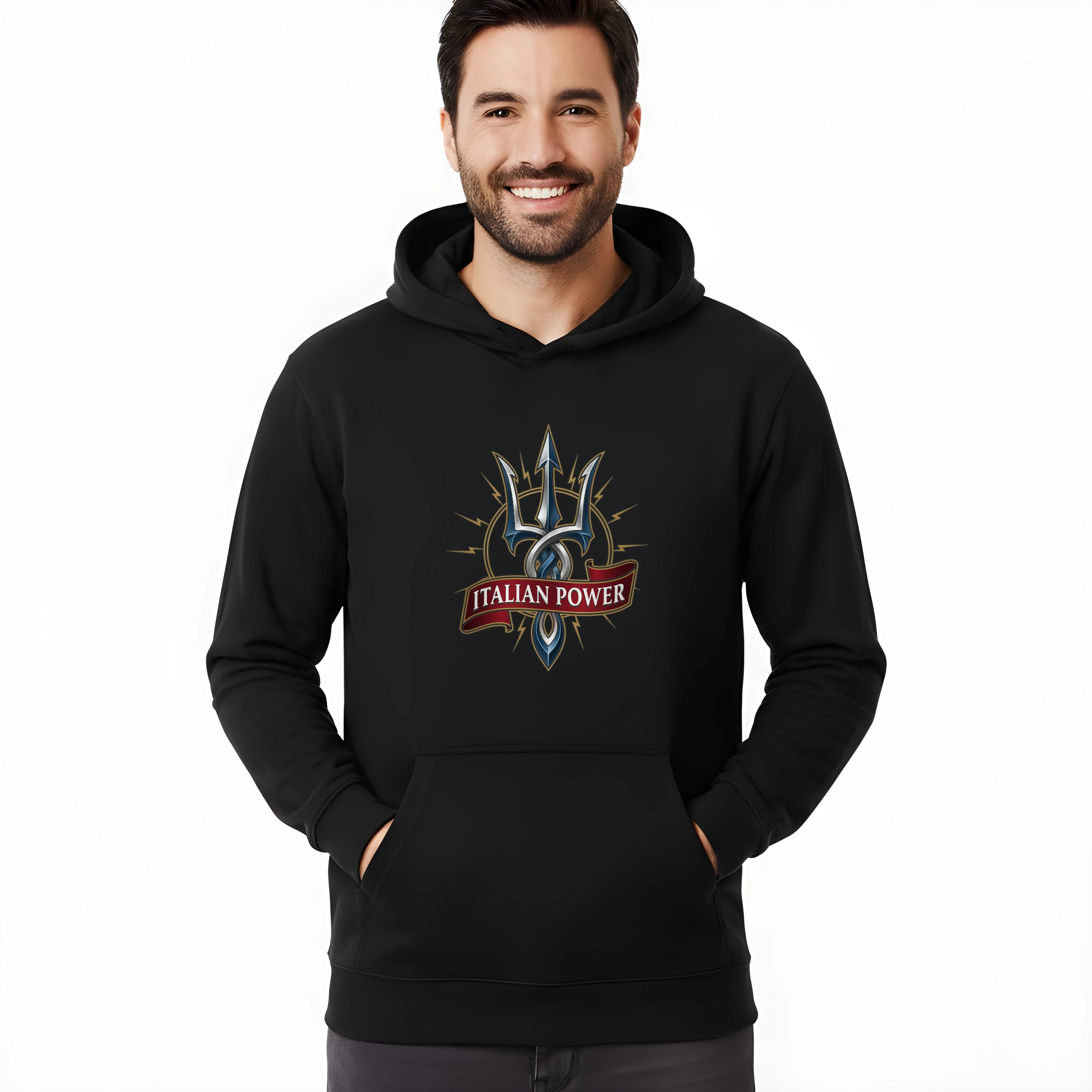 hoodie_black_Mořský_Tritonův_Trojzubec_A_Hrdost_Itálie_Italian_Power_Emblém_Síla_Black
