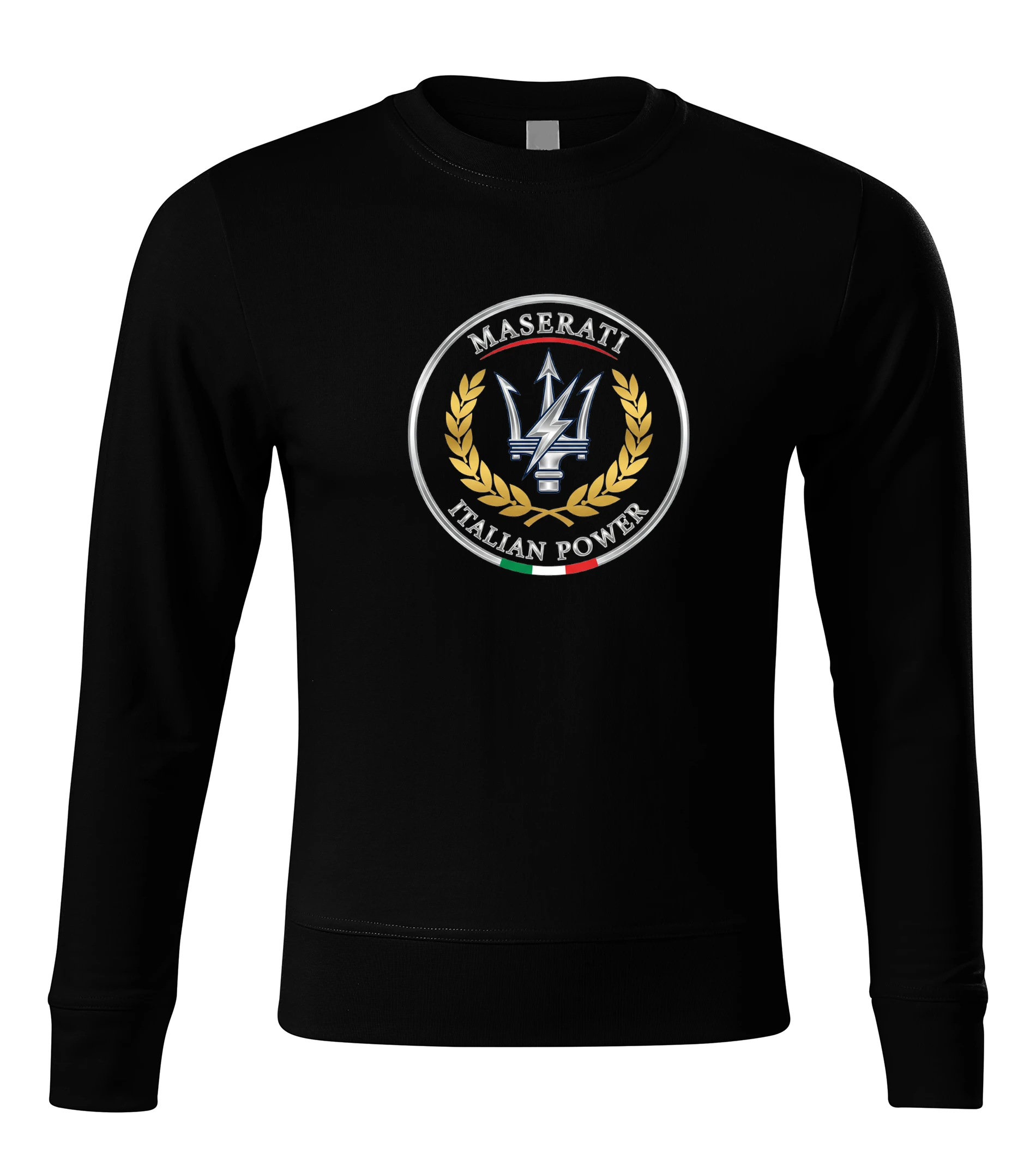 sweatshirt_black_Maserati_Trident__Italská_Síla_Zlatý_Vavřín_A_Hrdý_Italian_Power_Black
