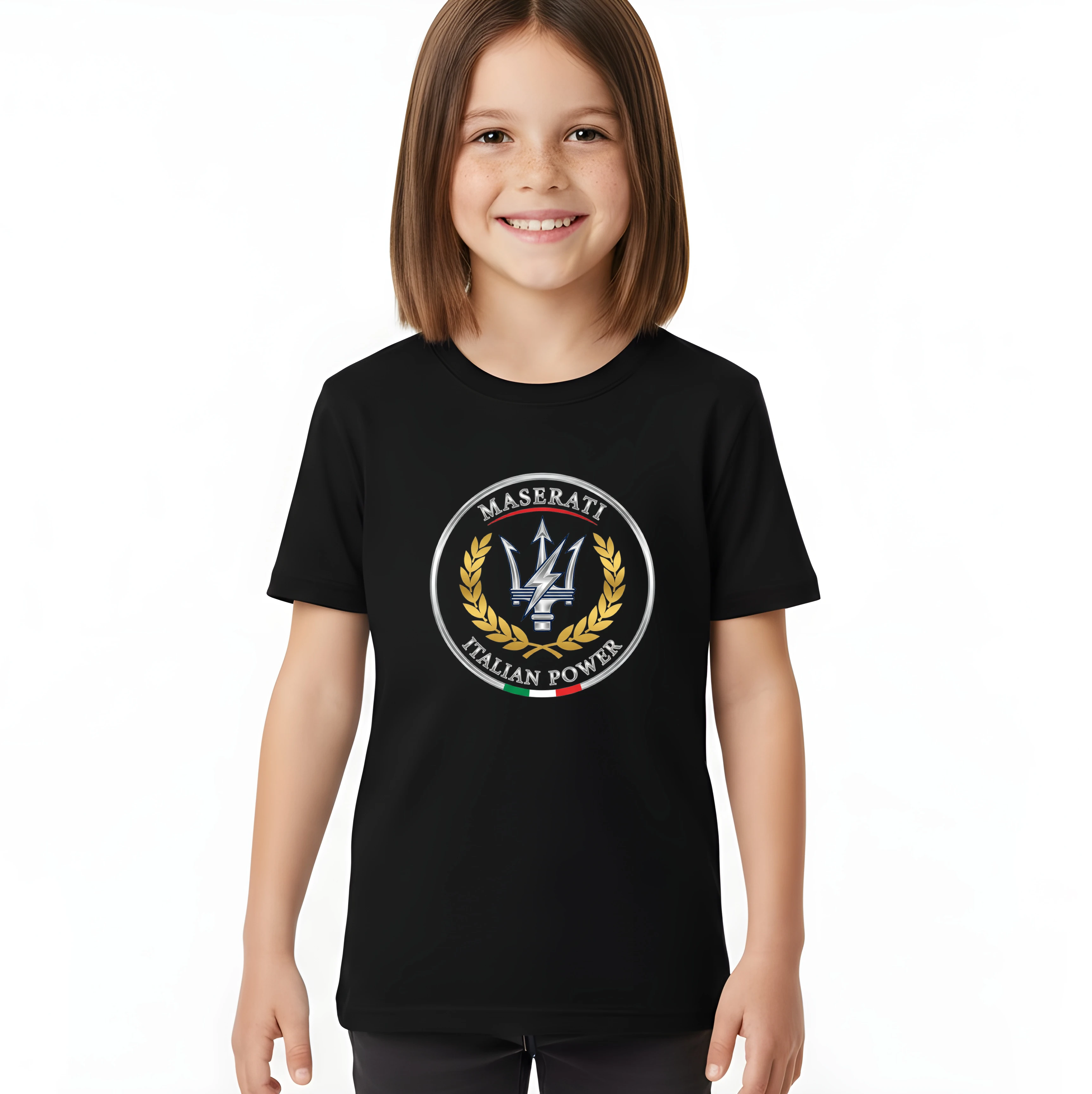 kids_tshirt_black_Maserati_Trident__Italská_Síla_Zlatý_Vavřín_A_Hrdý_Italian_Power_Black