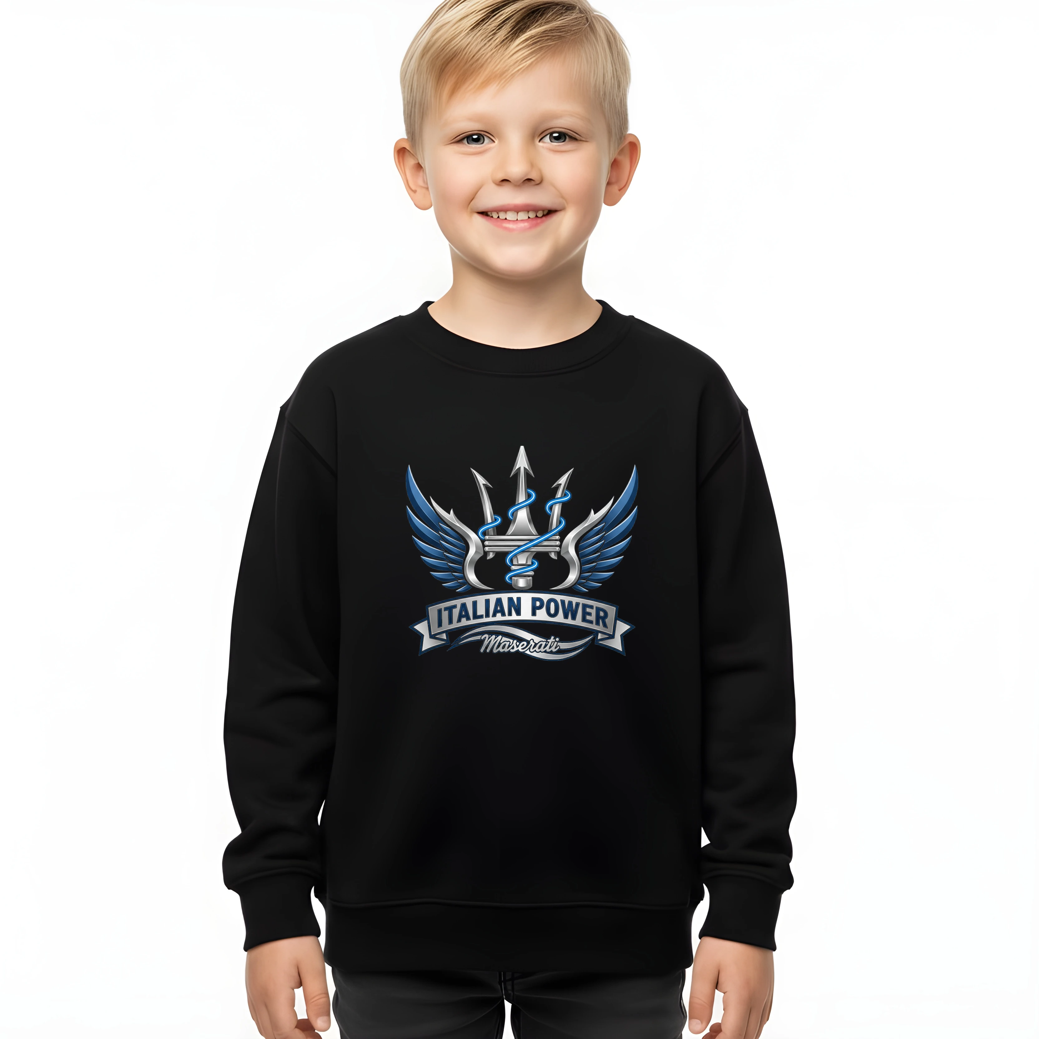 kids_sweatshirt_black_Italská_Síla_Trojzubce_A_Křídel_Italian_Power_Maserati_Inspirace_Black