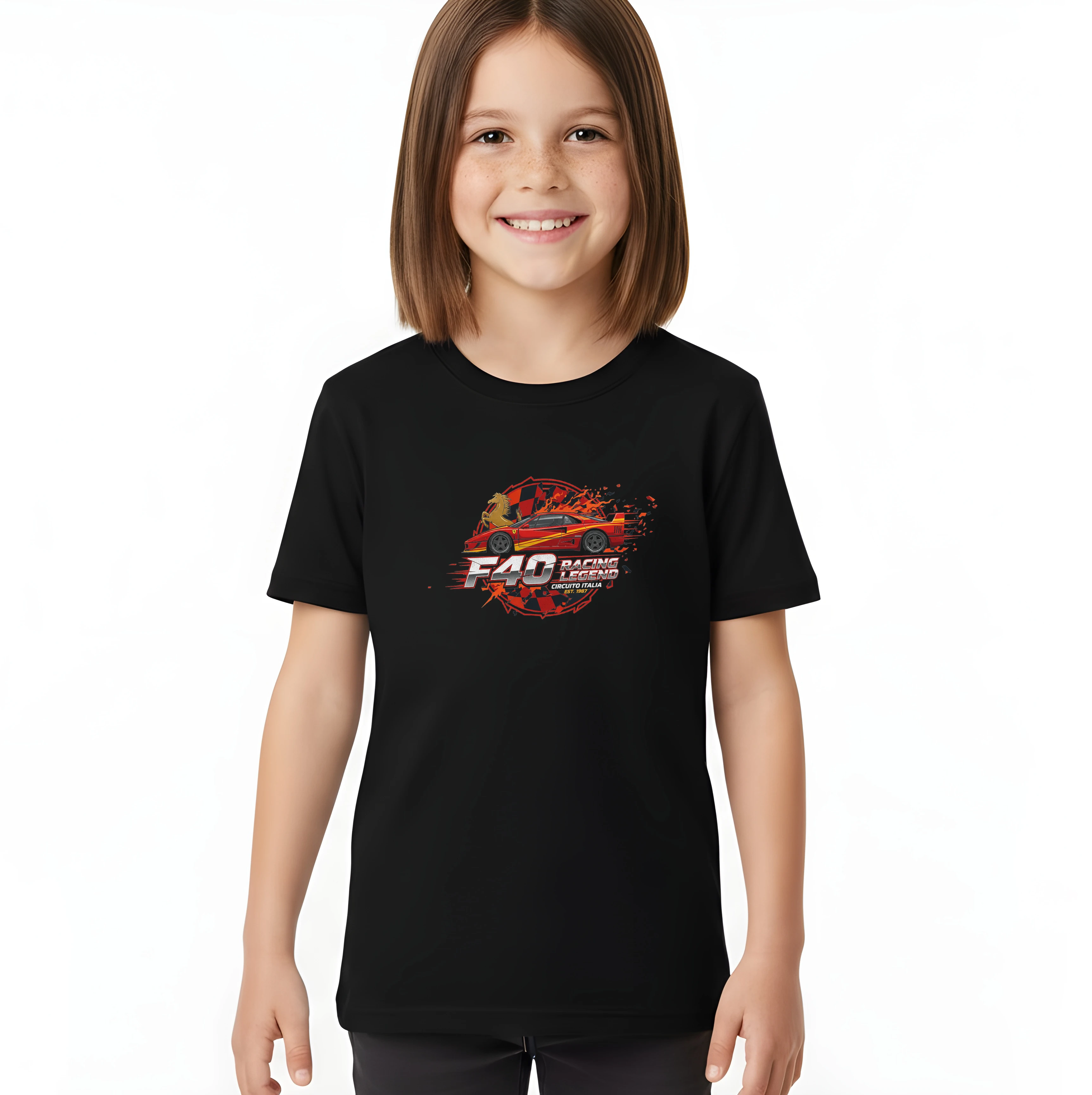 kids_tshirt_black_Ohnivá_Italská_Závodní_Ikona_F40_Racing_Legend_Z_Circuito_Italia_Black_uptop