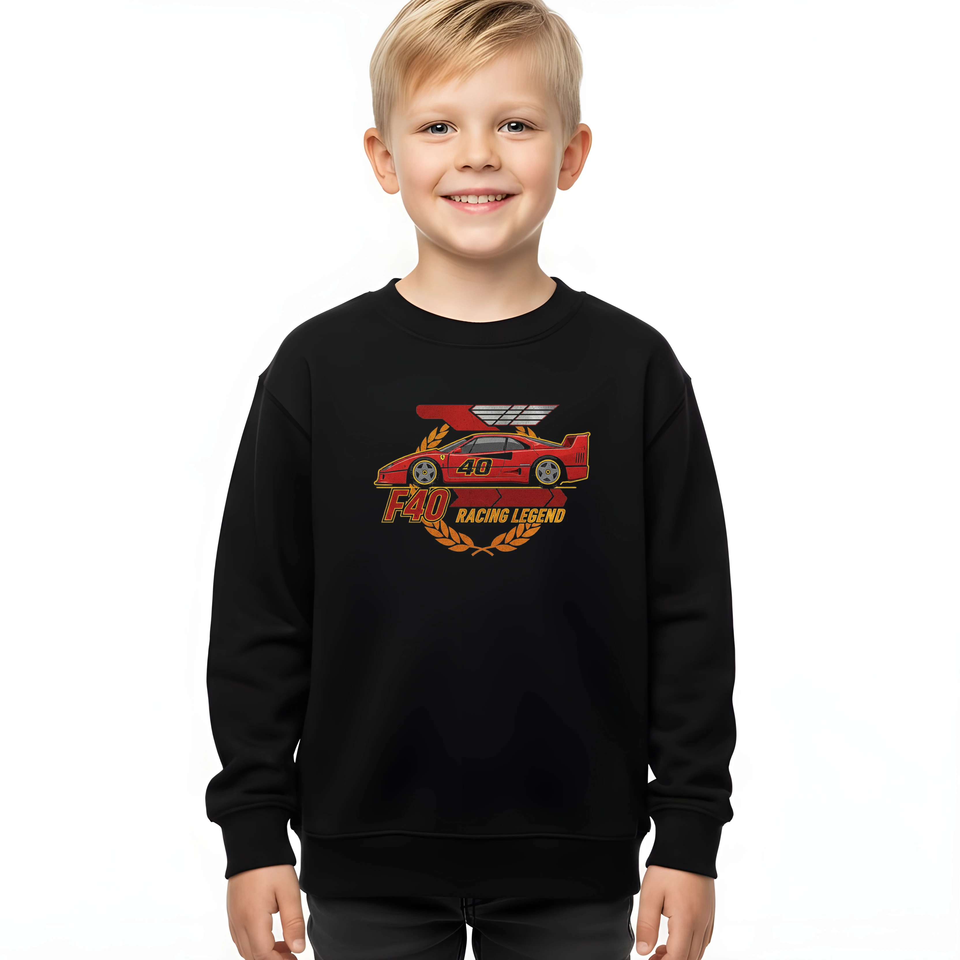 kids_sweatshirt_black_F40_Závodní_Legenda_Rychlost_A_Vášeň_Ikonický_Styl_Racing_Legend_Black_uptop