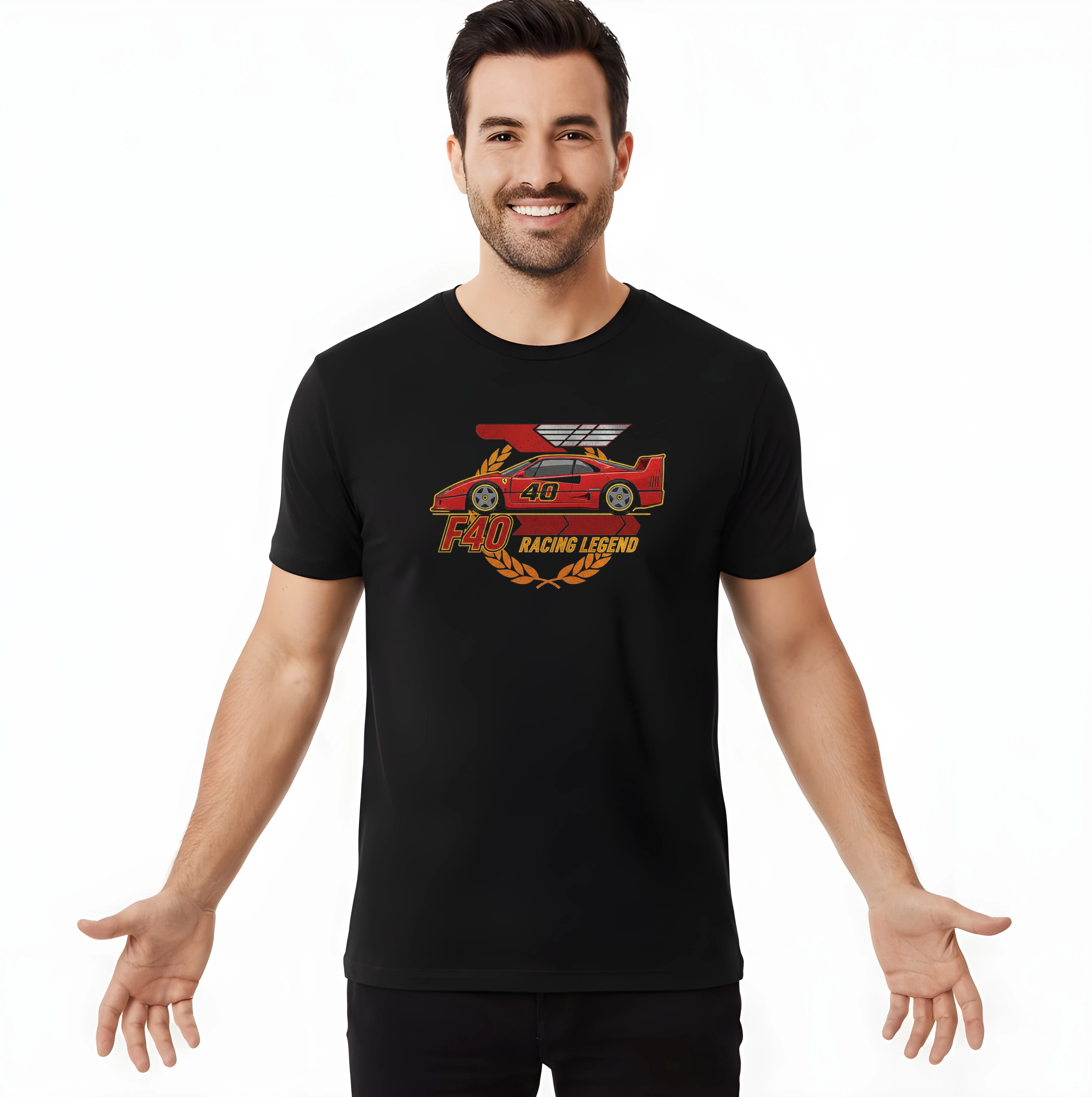 men_tshirt_black_F40_Závodní_Legenda_Rychlost_A_Vášeň_Ikonický_Styl_Racing_Legend_Black_uptop