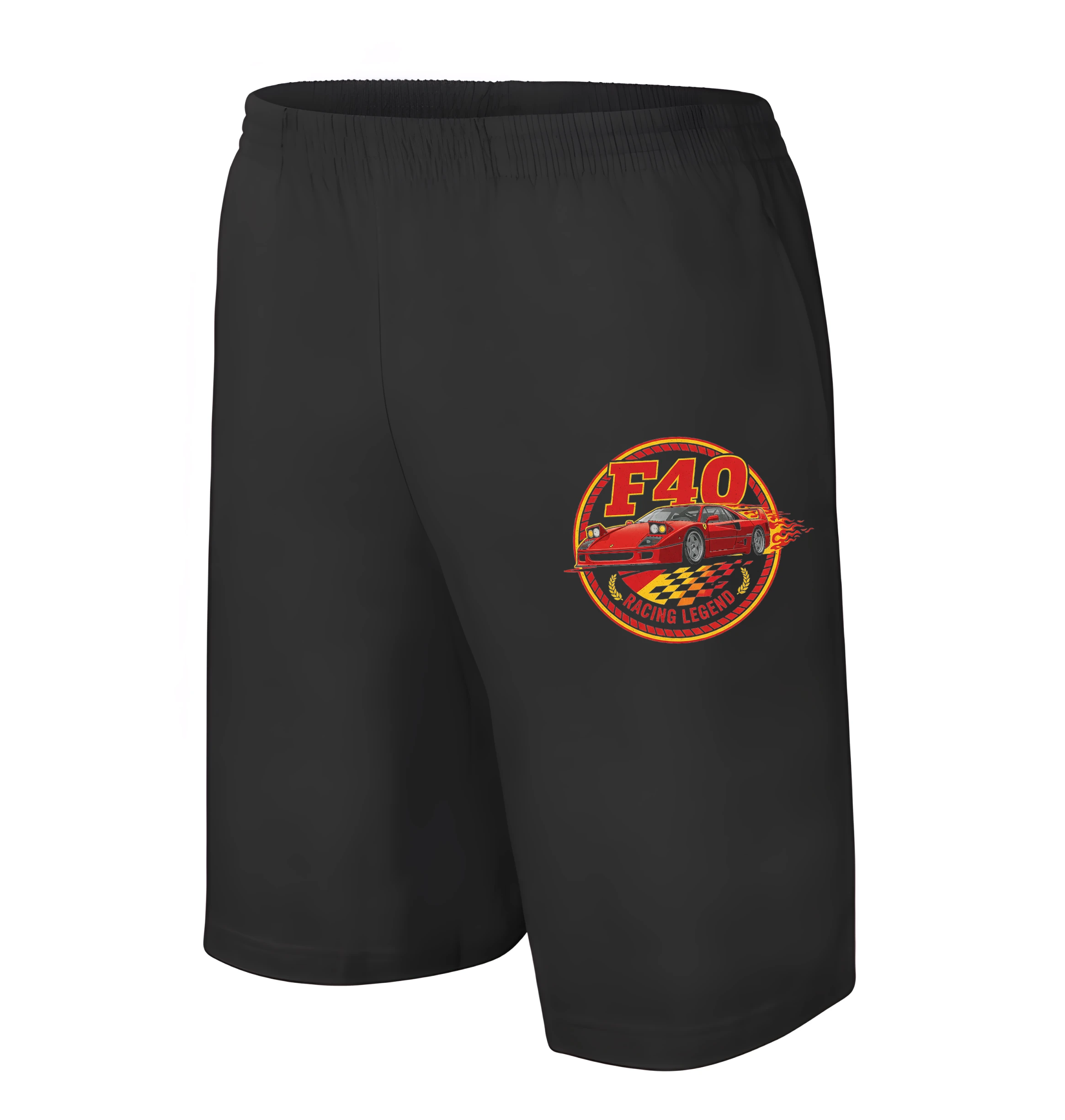 men_shorts_black_Legendární_Ferrari_F40_Racing_Legend_Oheň_Rychlost_A_Okruhová_Vášeň_Black