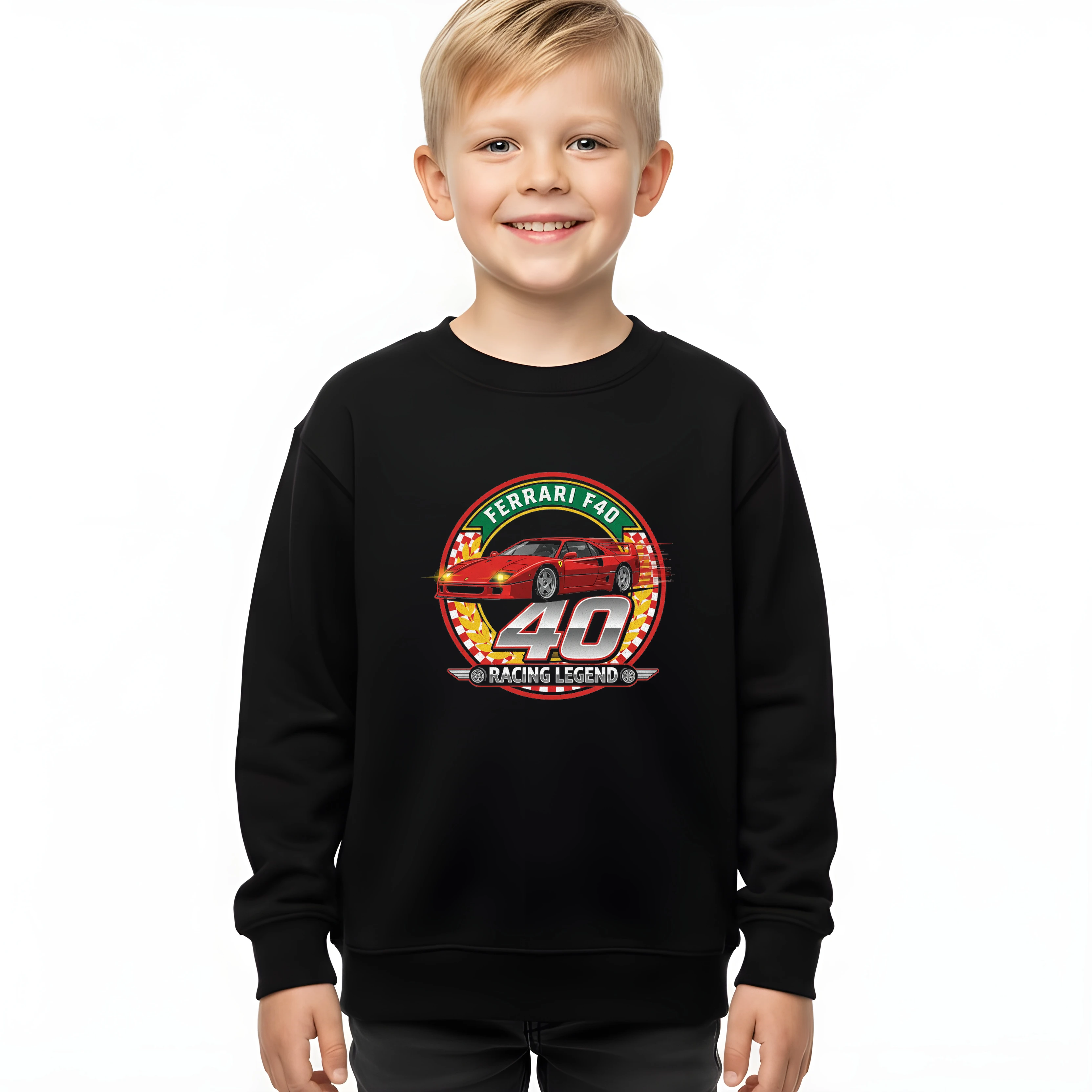 kids_sweatshirt_black_Ferrari_F40_Legendární_Závodní_Ikona_40_Let_Adrenalinu_A_Rychlosti_Black