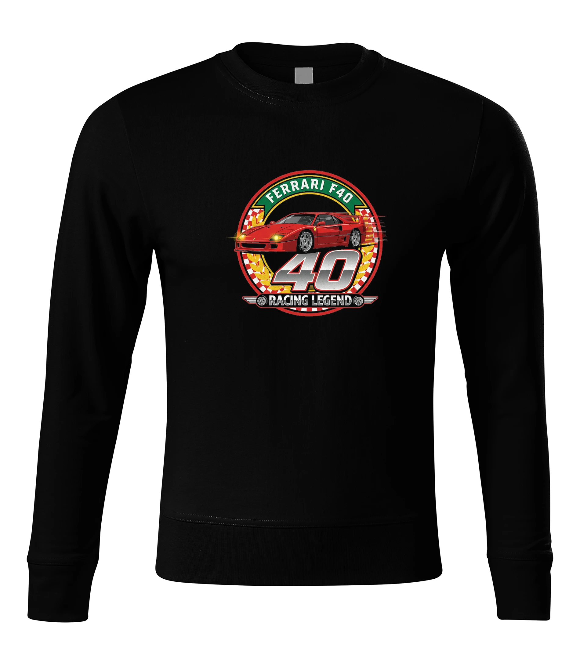 sweatshirt_black_Ferrari_F40_Legendární_Závodní_Ikona_40_Let_Adrenalinu_A_Rychlosti_Black