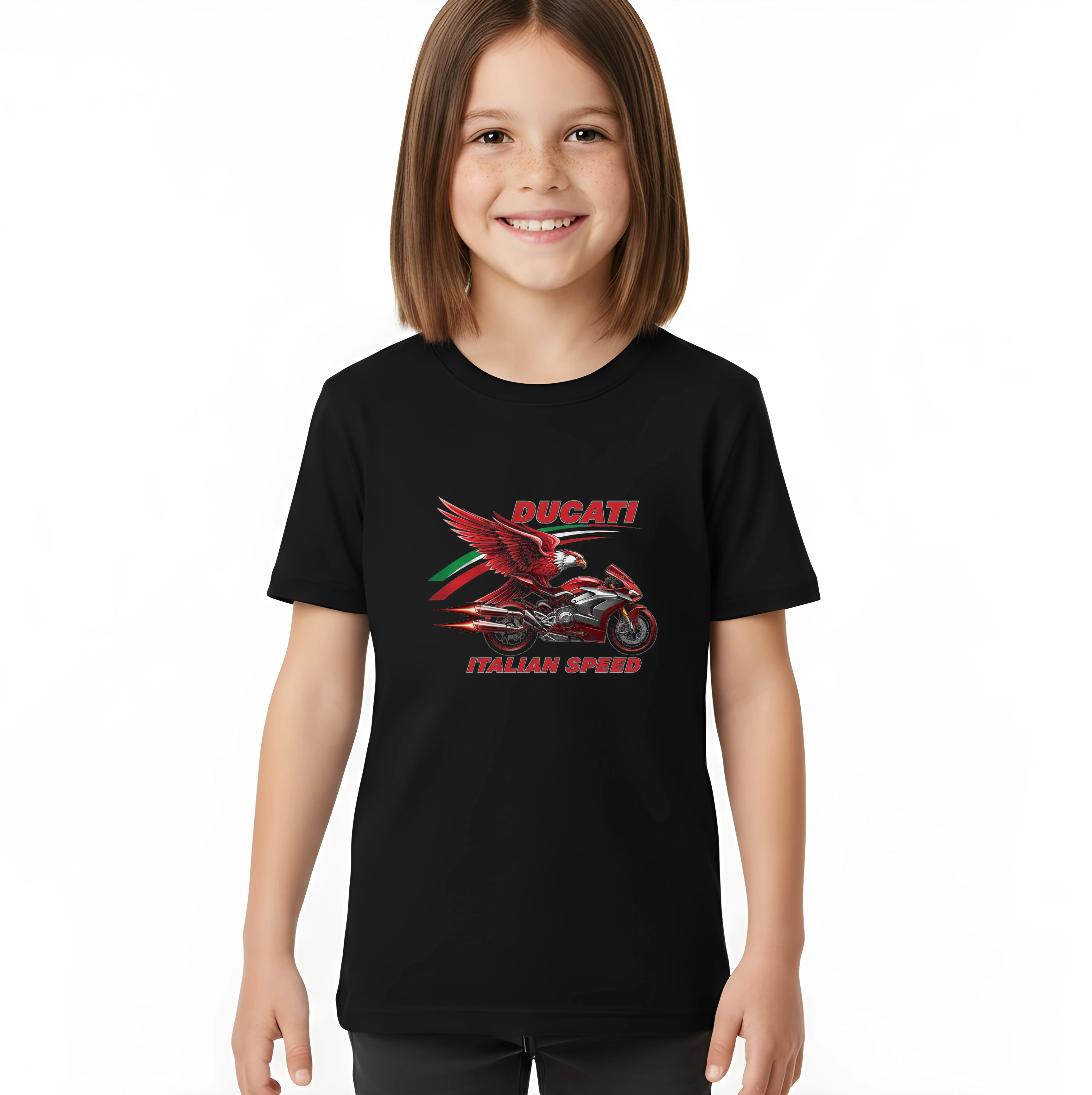 kids_tshirt_black_Ducati_Italská_Rychlost_Orel_Plameny_A_Závodní_Vášeň_Black