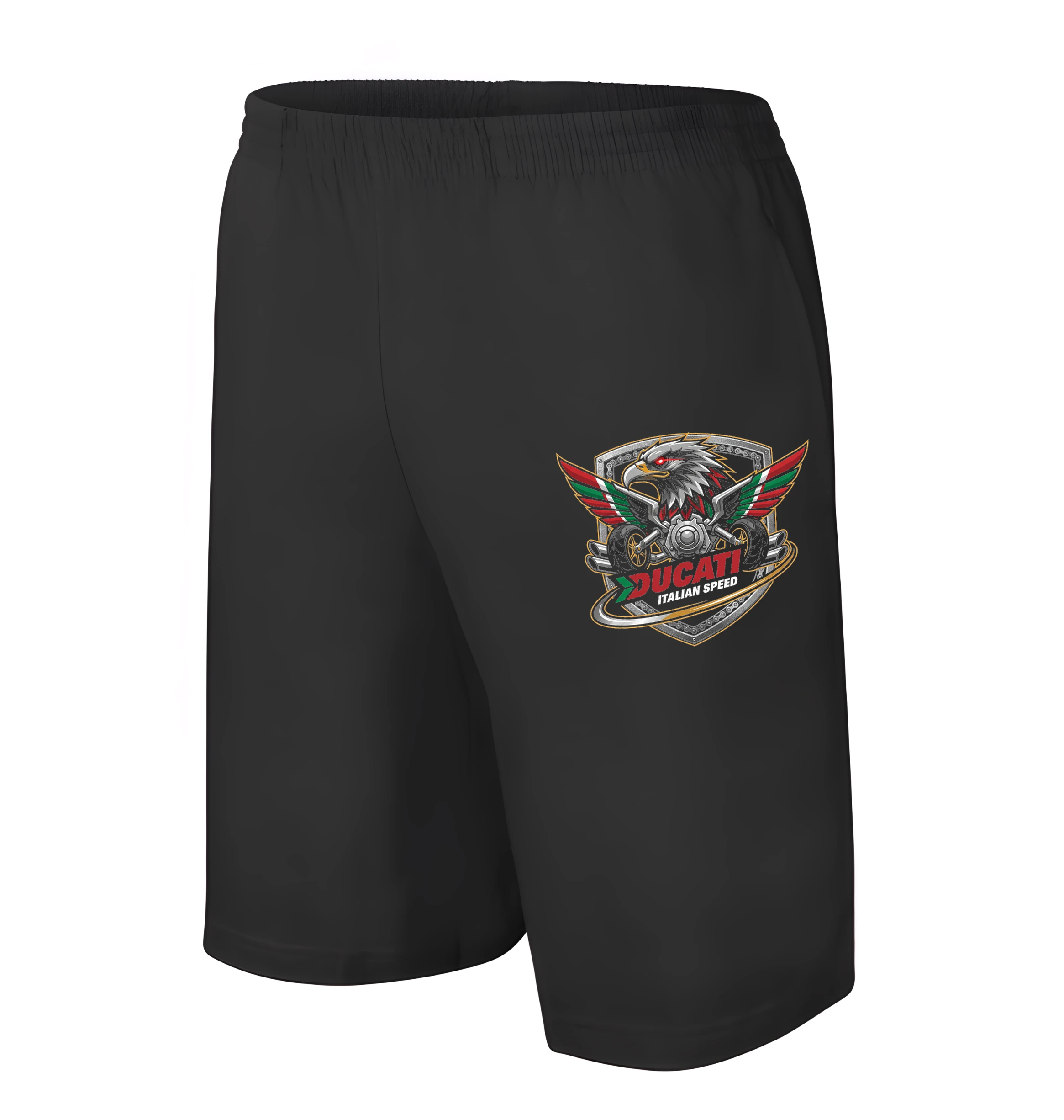 men_shorts_black_Ducati_Orel_Italská_Síla_Rychlost_A_Motocyklová_Vášeň_Black