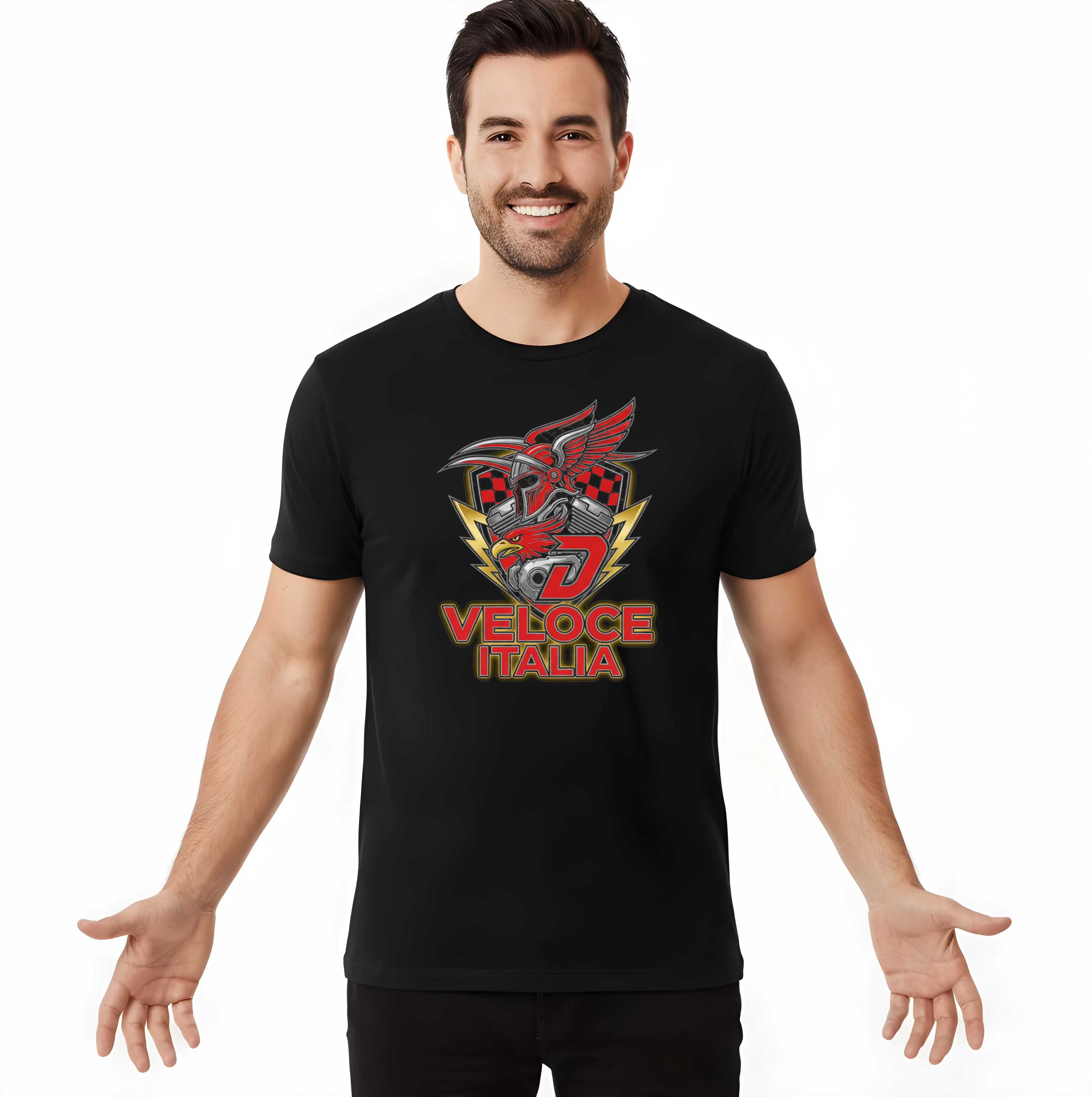 men_tshirt_black_Ohnivý_Orel_Ducati_Veloce_Itálie_Adrenalin_Řev_Rychlostí_Black